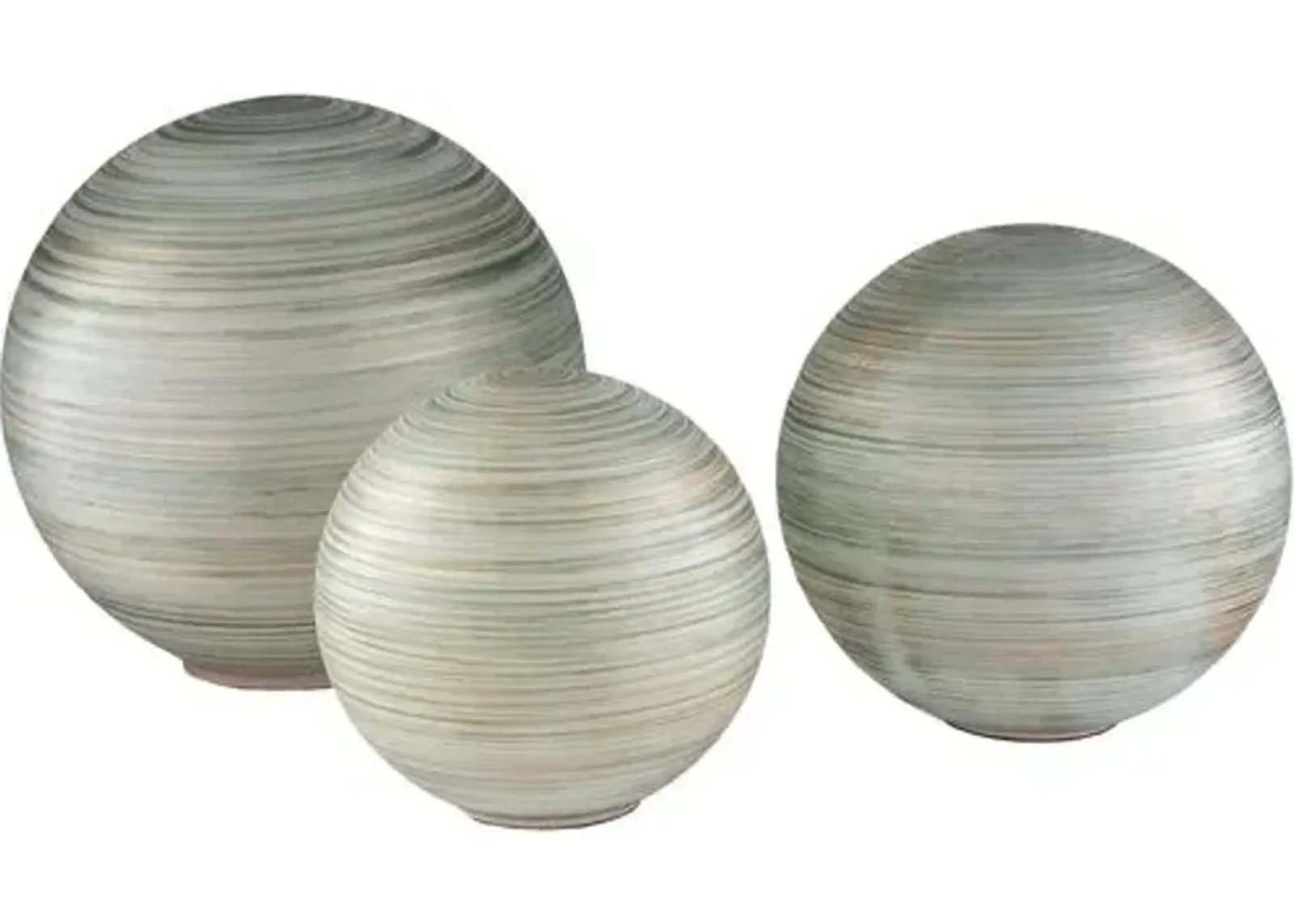 Set of 3 Rhonda Decorative Sphere - Green/White