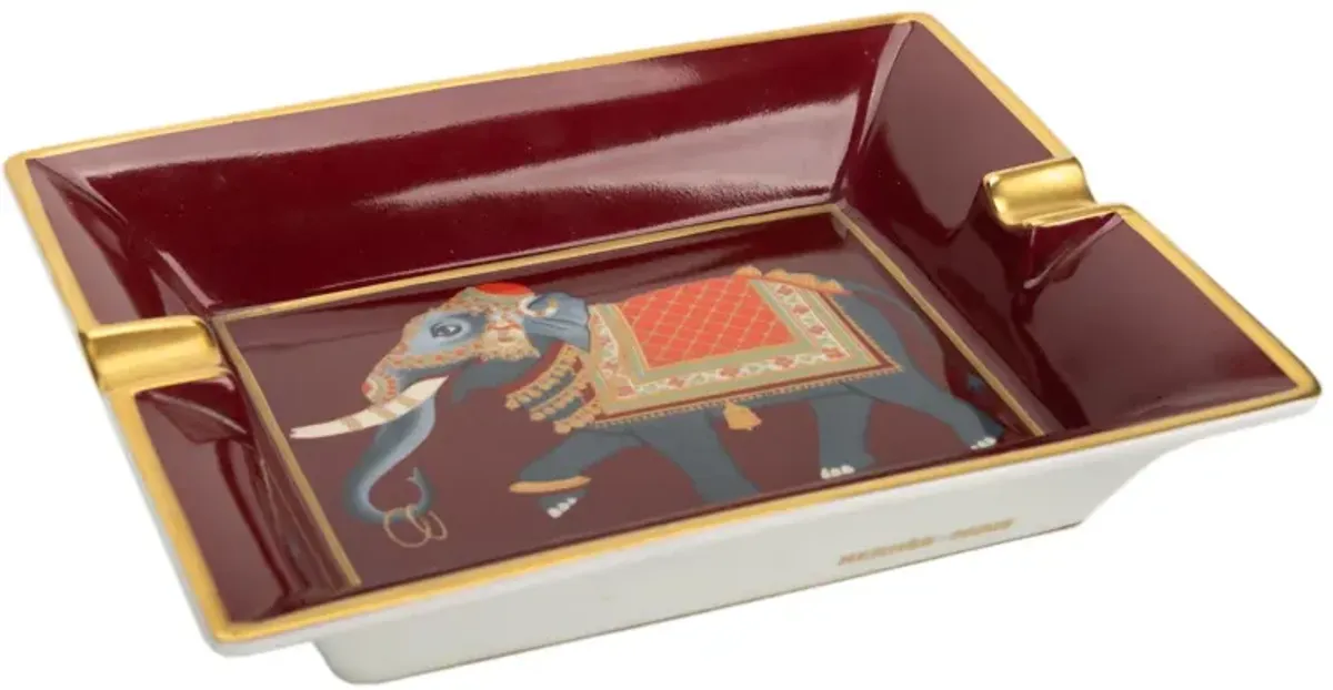 Hermès Elephant Burgundy Ashtray - Vintage Lux - Red