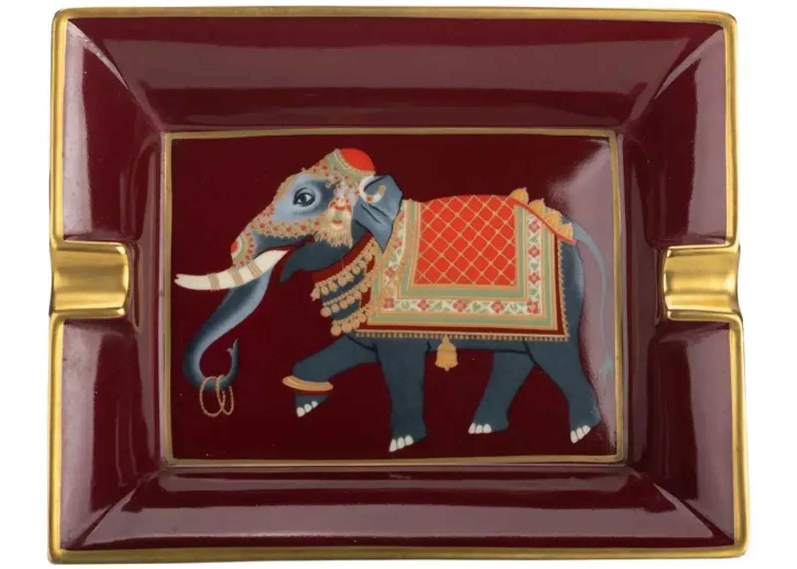 Hermès Elephant Burgundy Ashtray - Vintage Lux - Red