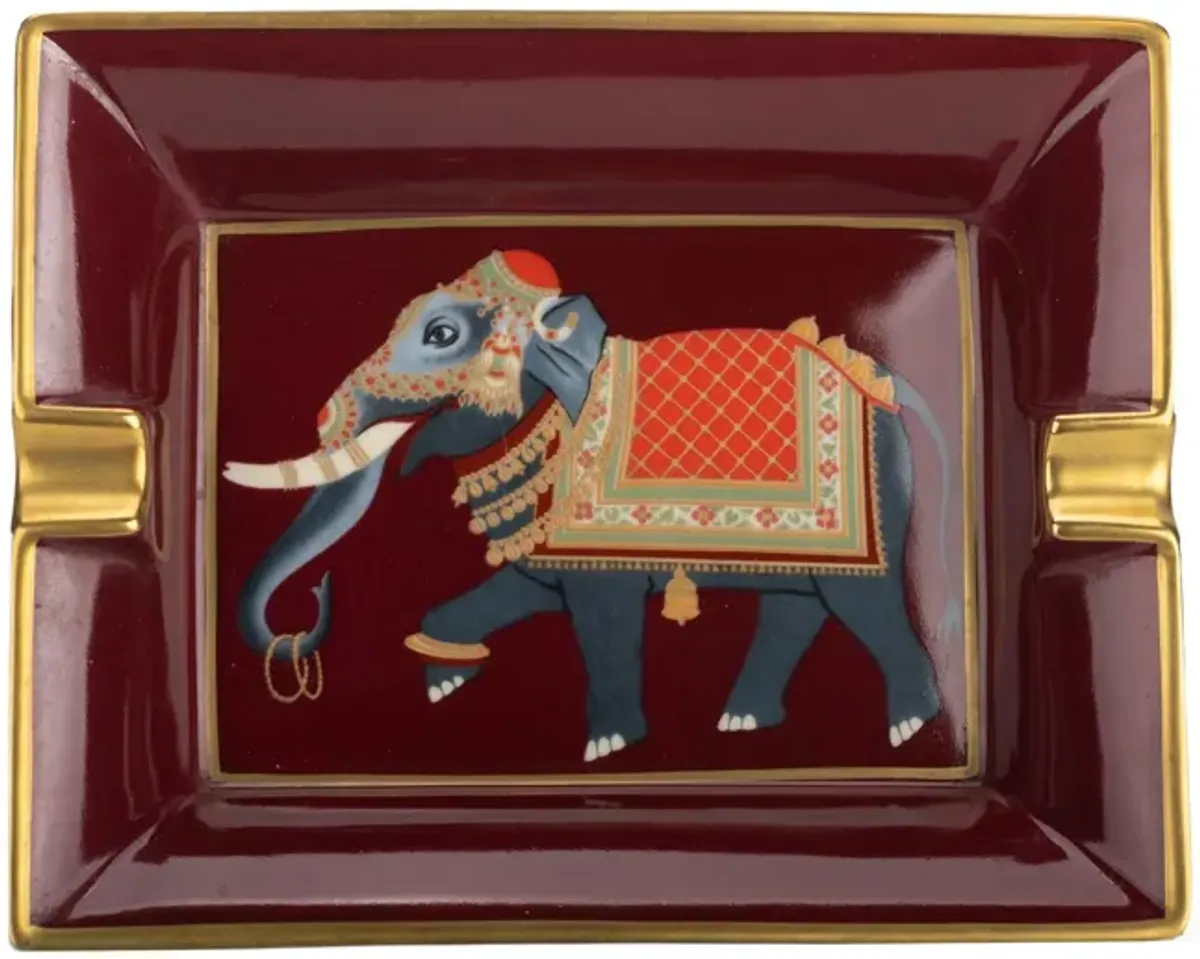 Hermès Elephant Burgundy Ashtray - Vintage Lux - Red