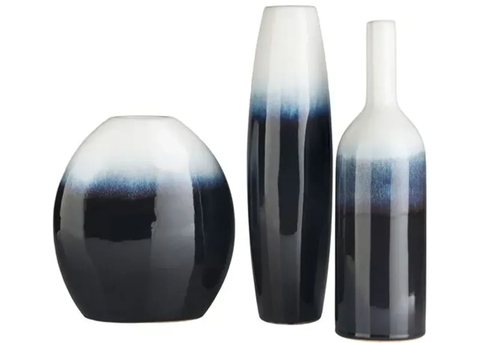 Set of 3 Stuart Vase - Navy/White - Blue