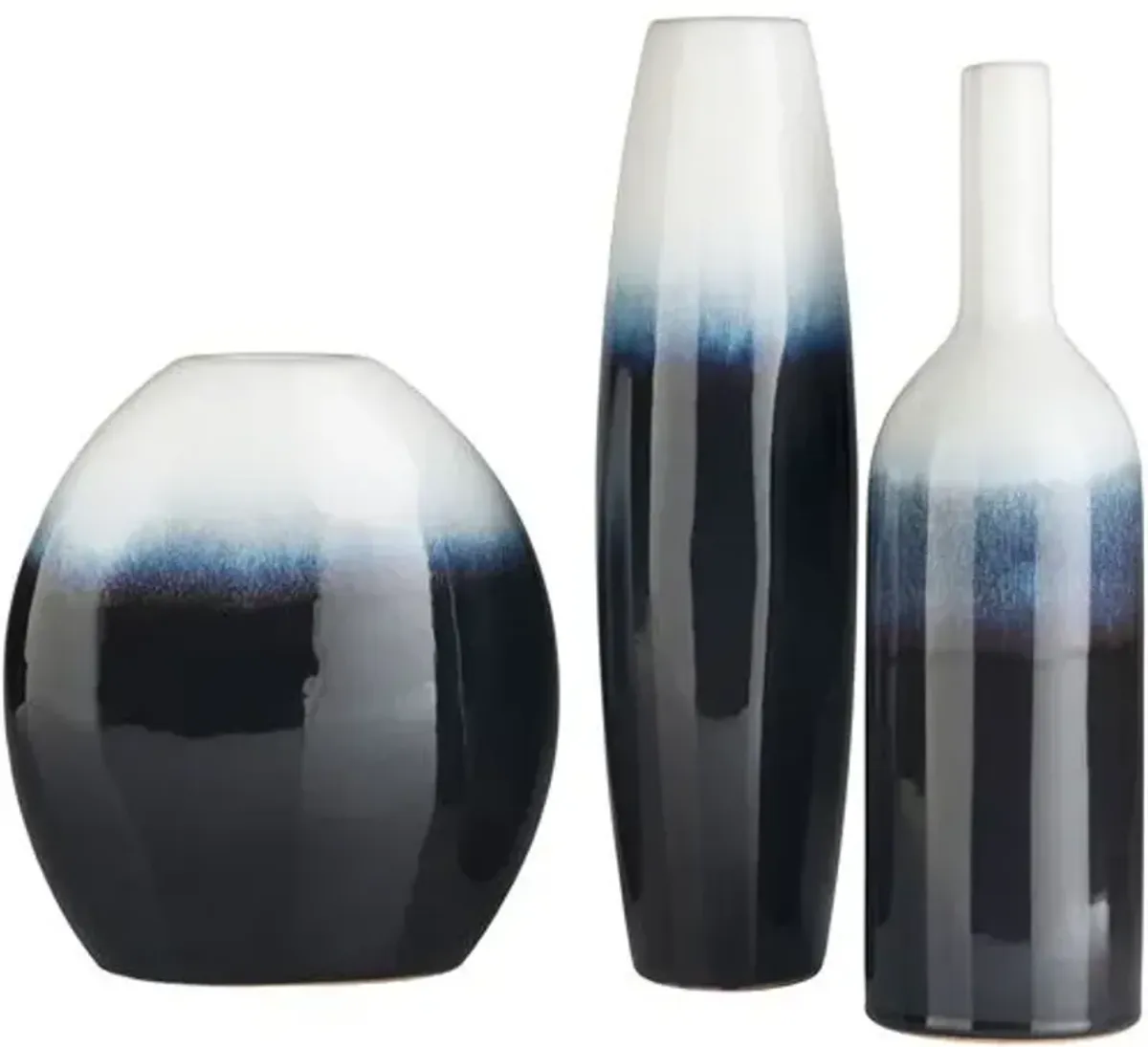 Set of 3 Stuart Vase - Navy/White - Blue