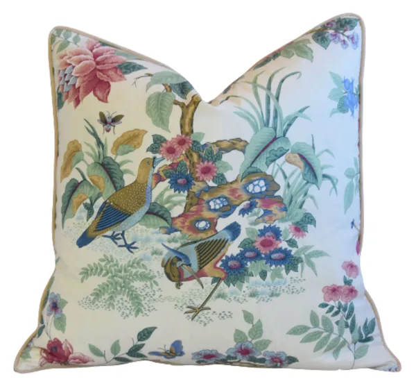 Schumacher Chinoiserie Birds Pillow