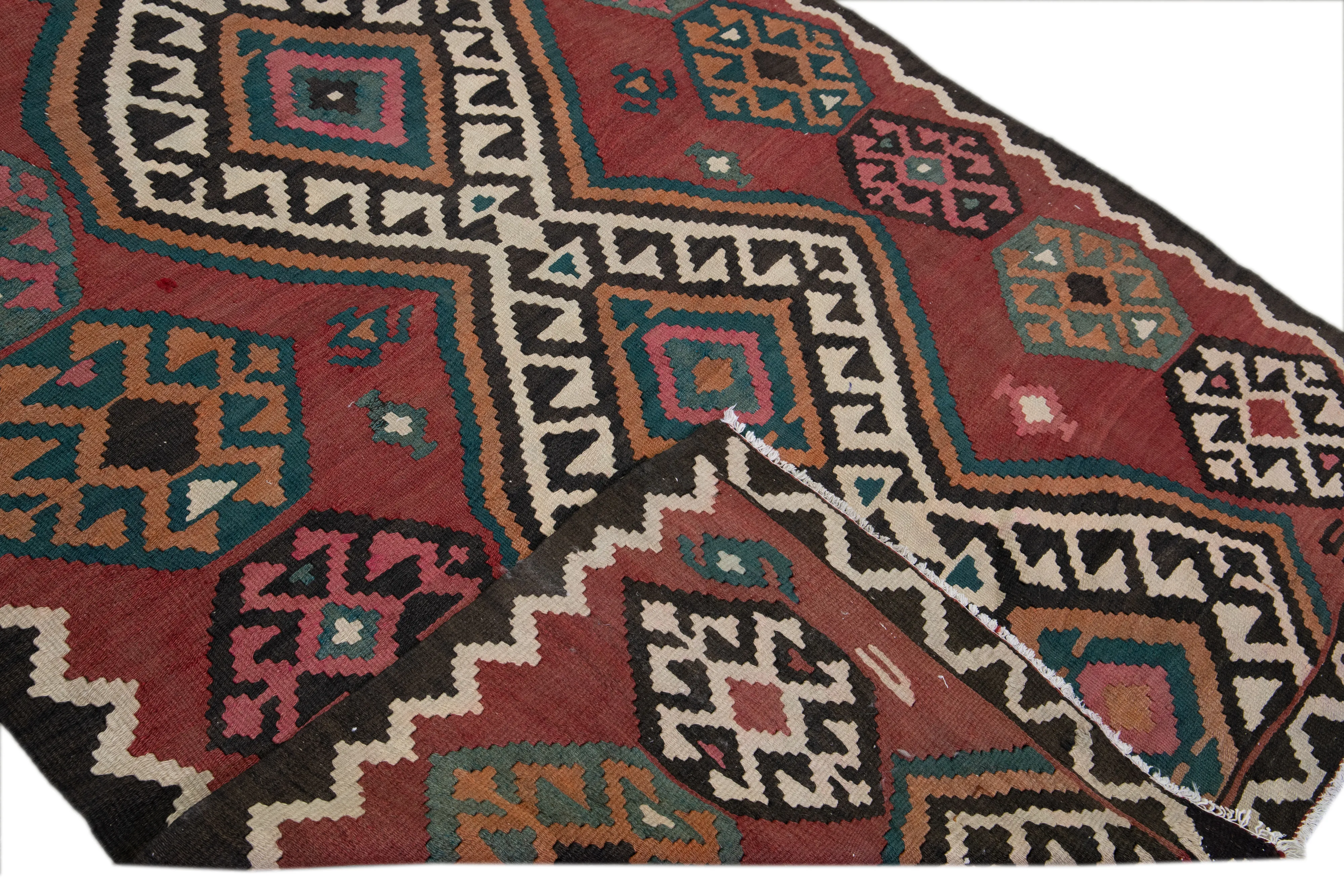 Kilim Handmade Red Wool Runner - Apadana