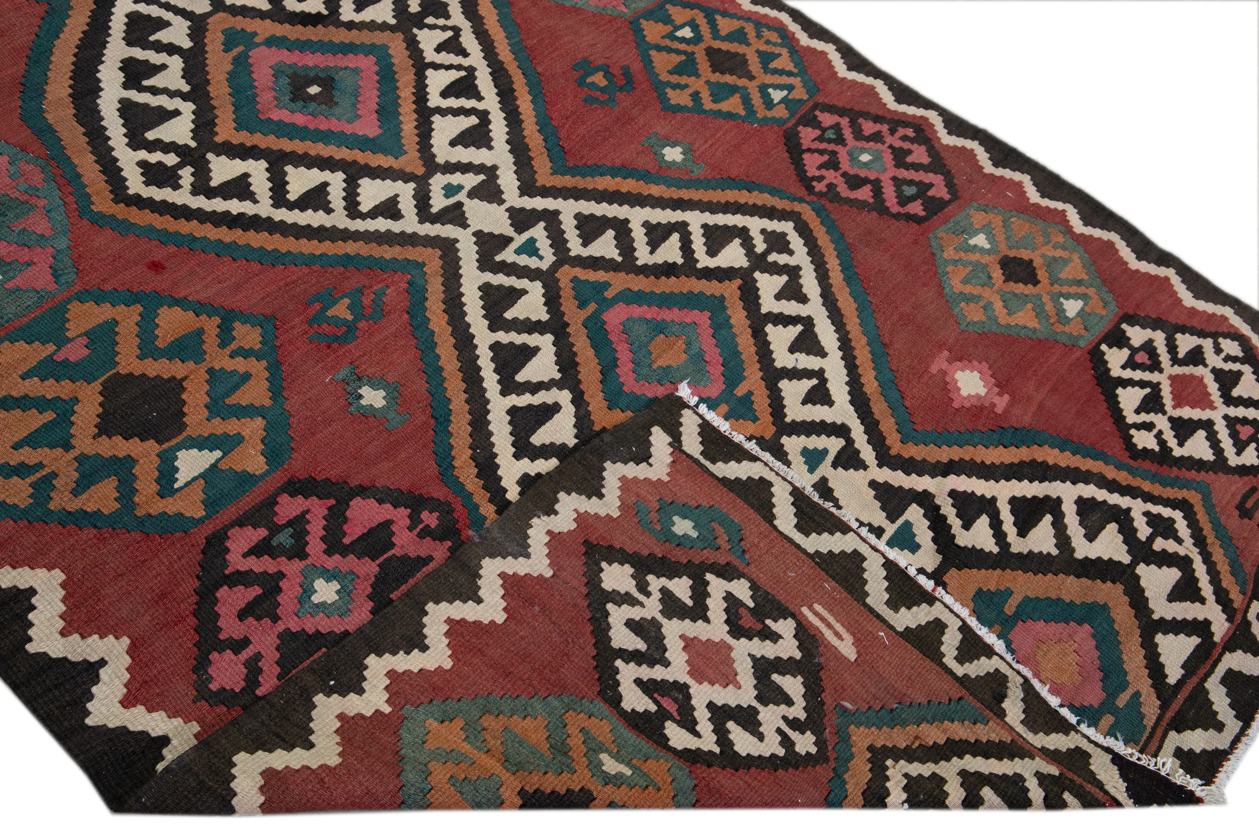 Kilim Handmade Red Wool Runner - Apadana