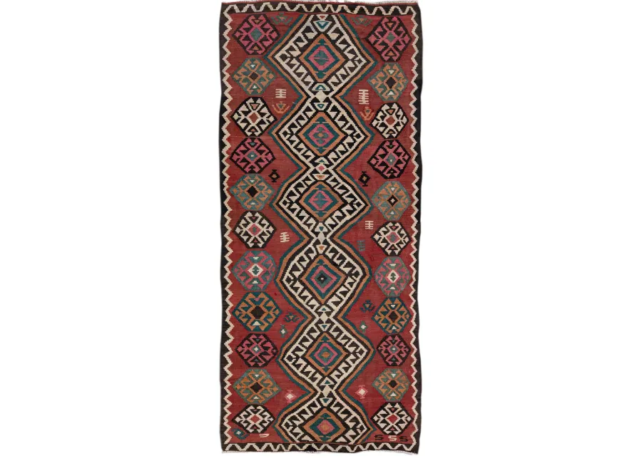 Kilim Handmade Red Wool Runner - Apadana