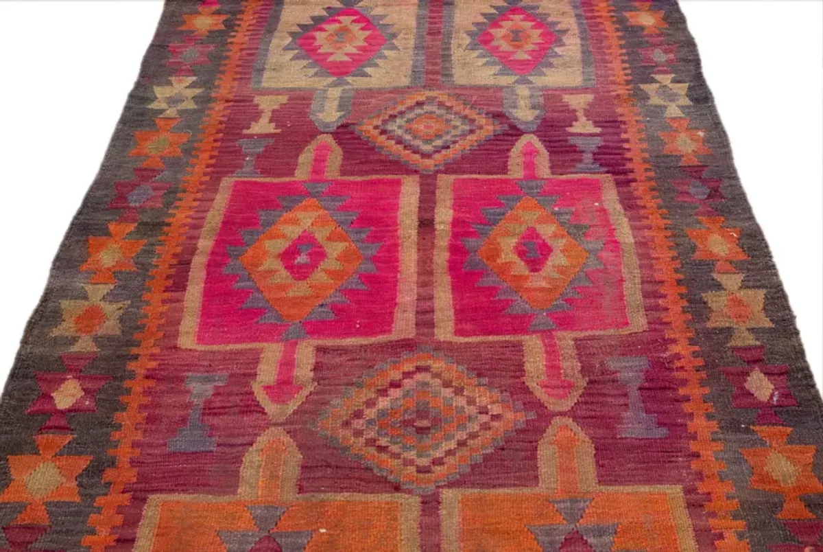 Pink Kilim Handmade Wool Runner - Apadana