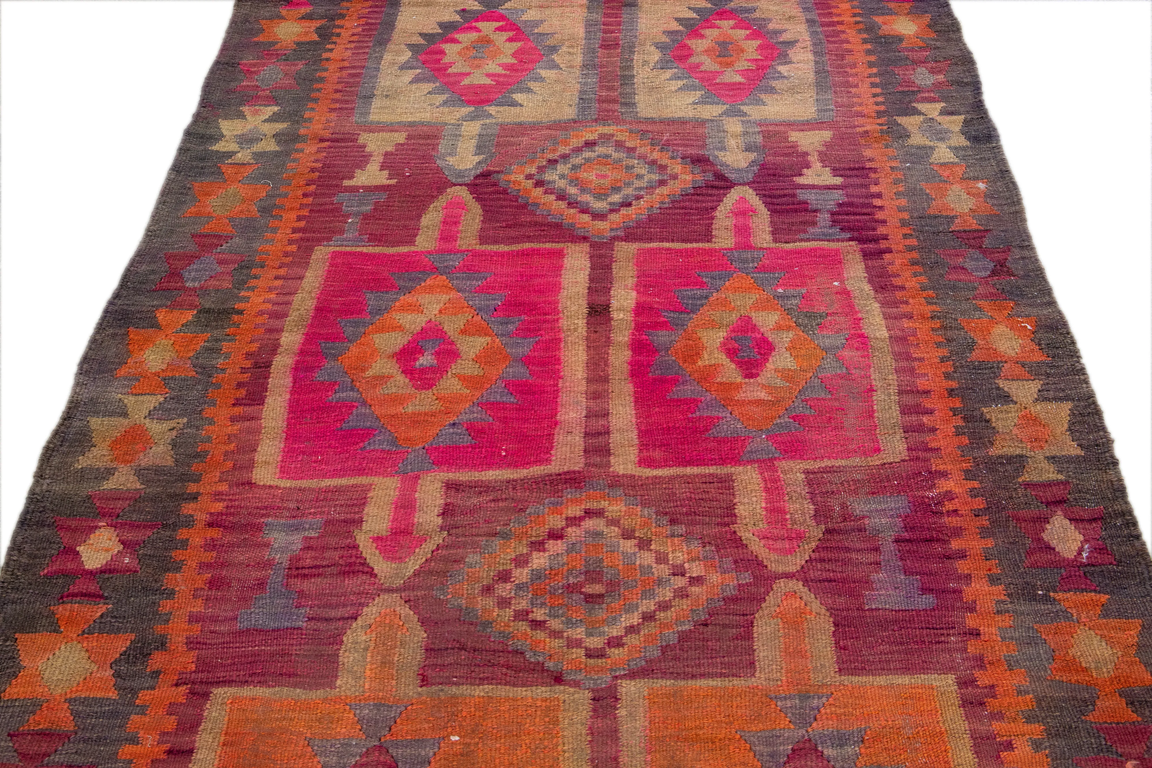 Pink Kilim Handmade Wool Runner - Apadana