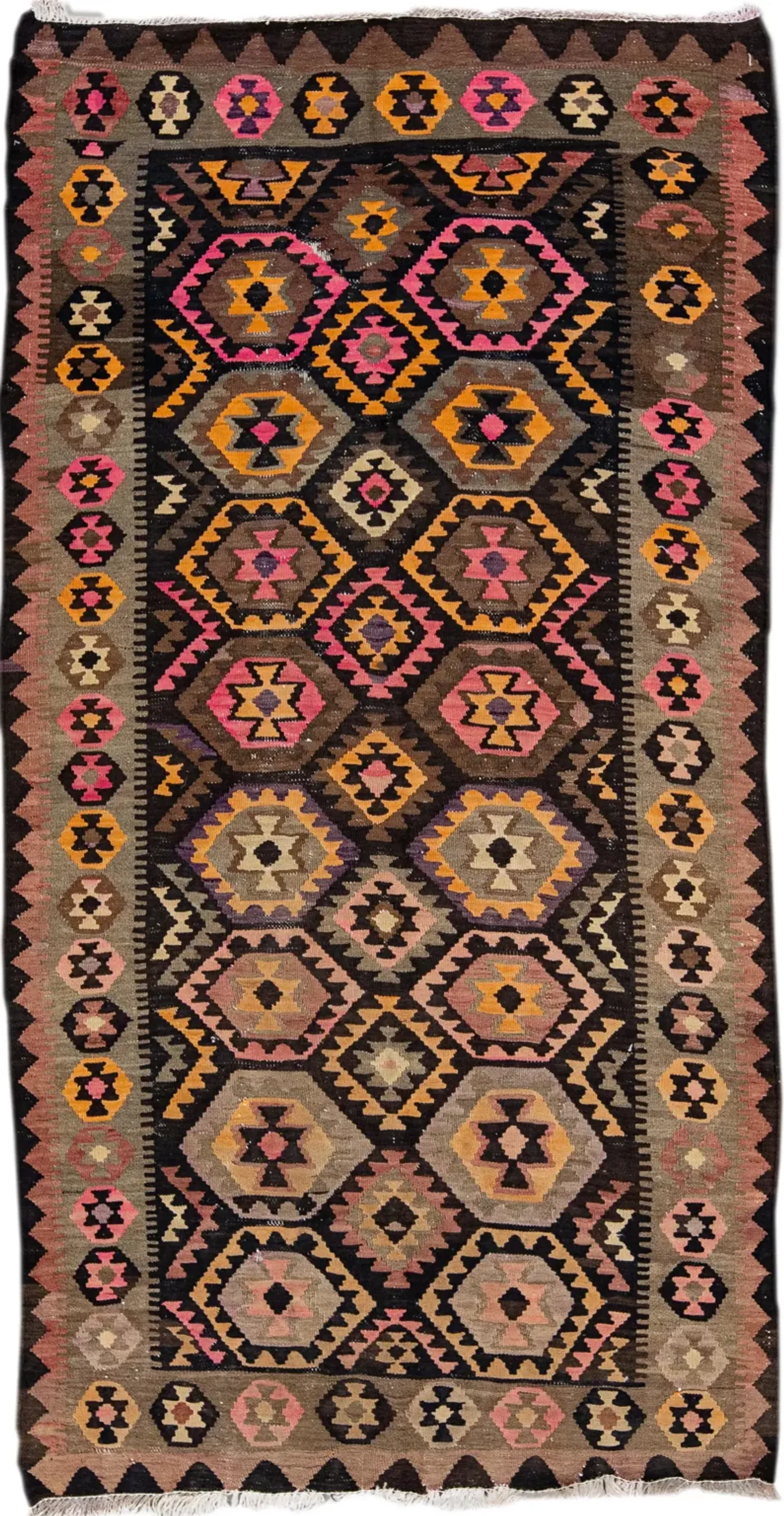 Kilim Handmade Brown Wool Runner - Apadana