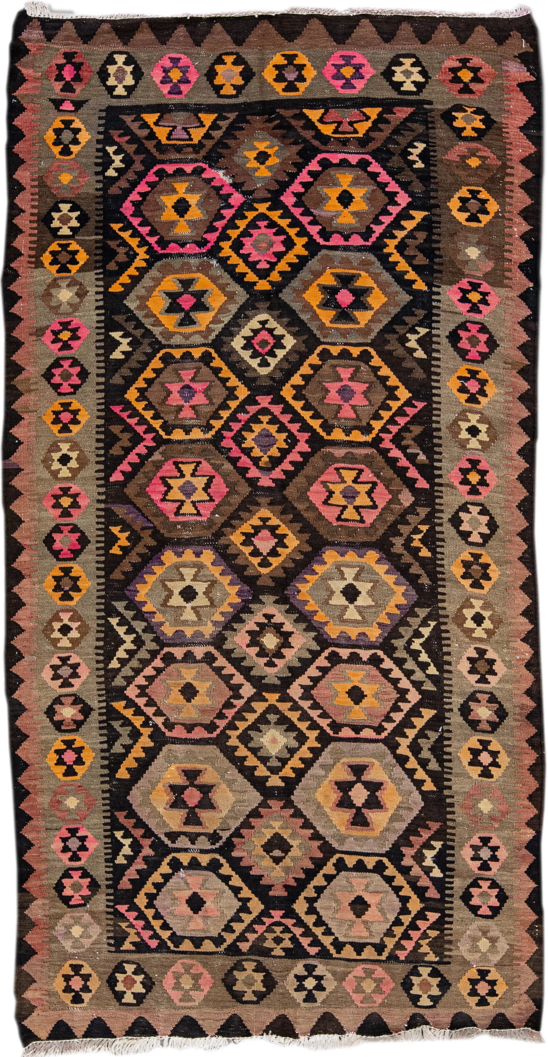 Kilim Handmade Brown Wool Runner - Apadana