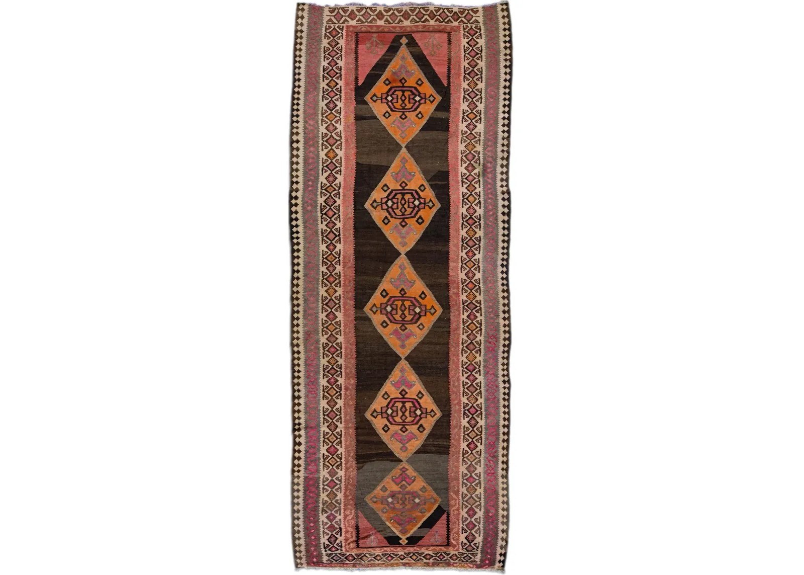 Kilim Handmade Brown Wool Runner - Apadana