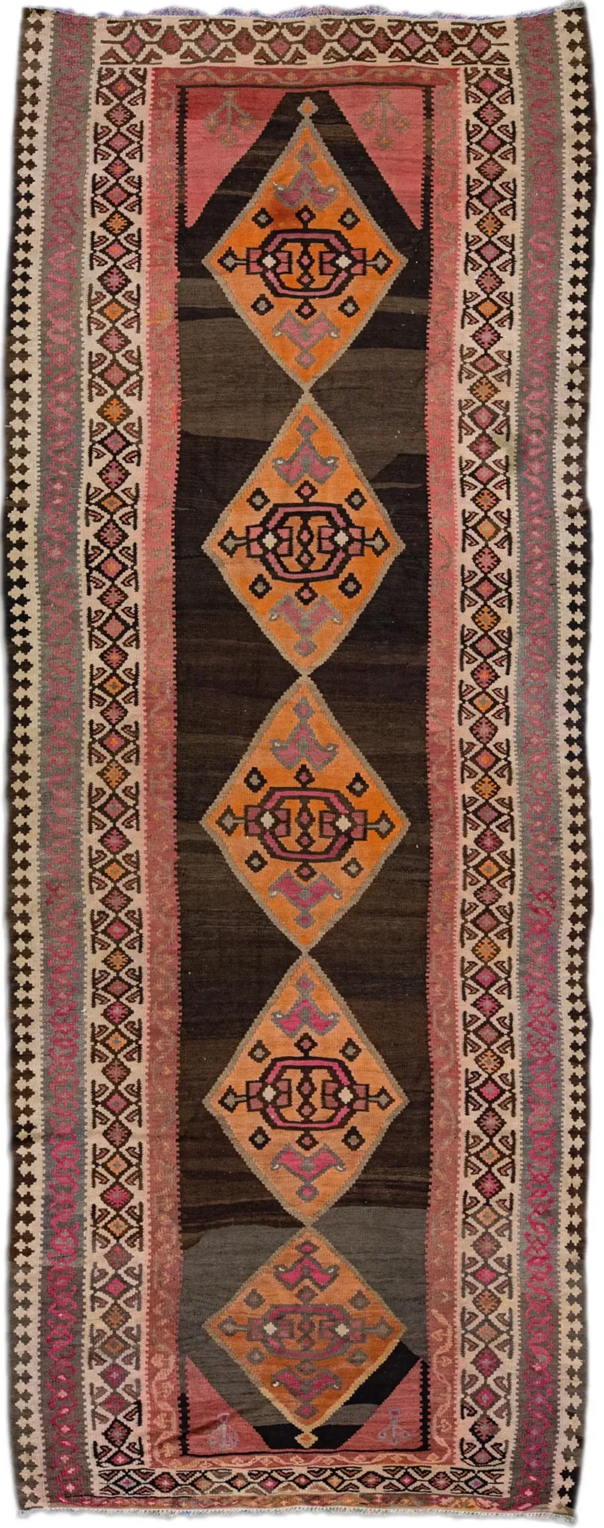 Kilim Handmade Brown Wool Runner - Apadana