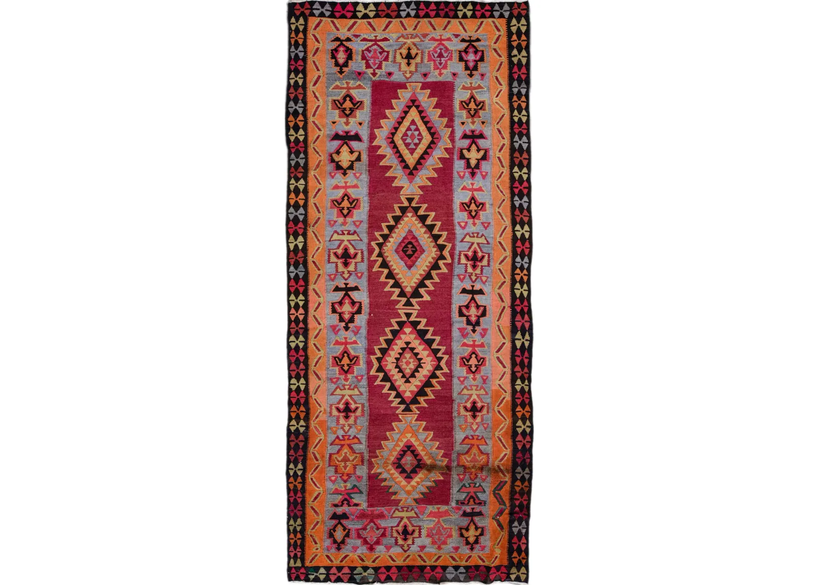 Red Kilim Handmade Wool Runner - Apadana