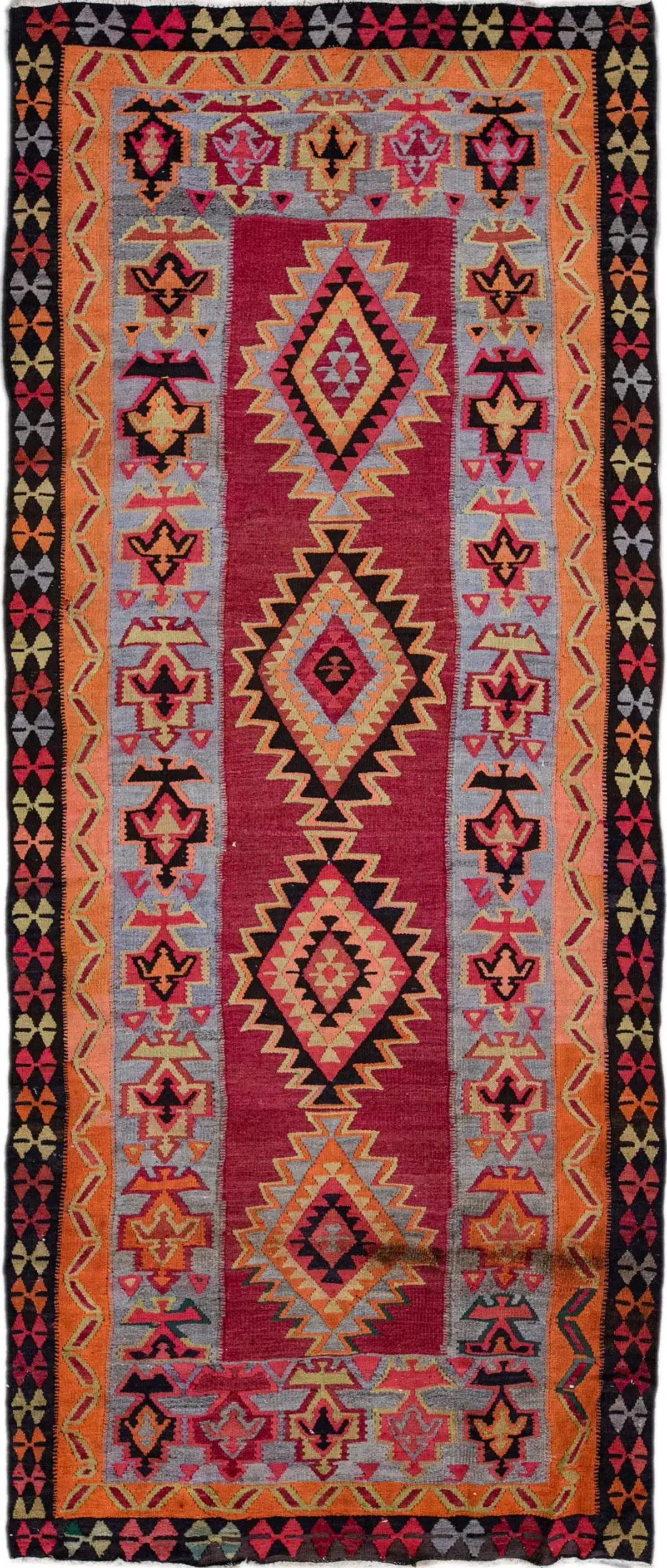 Red Kilim Handmade Wool Runner - Apadana