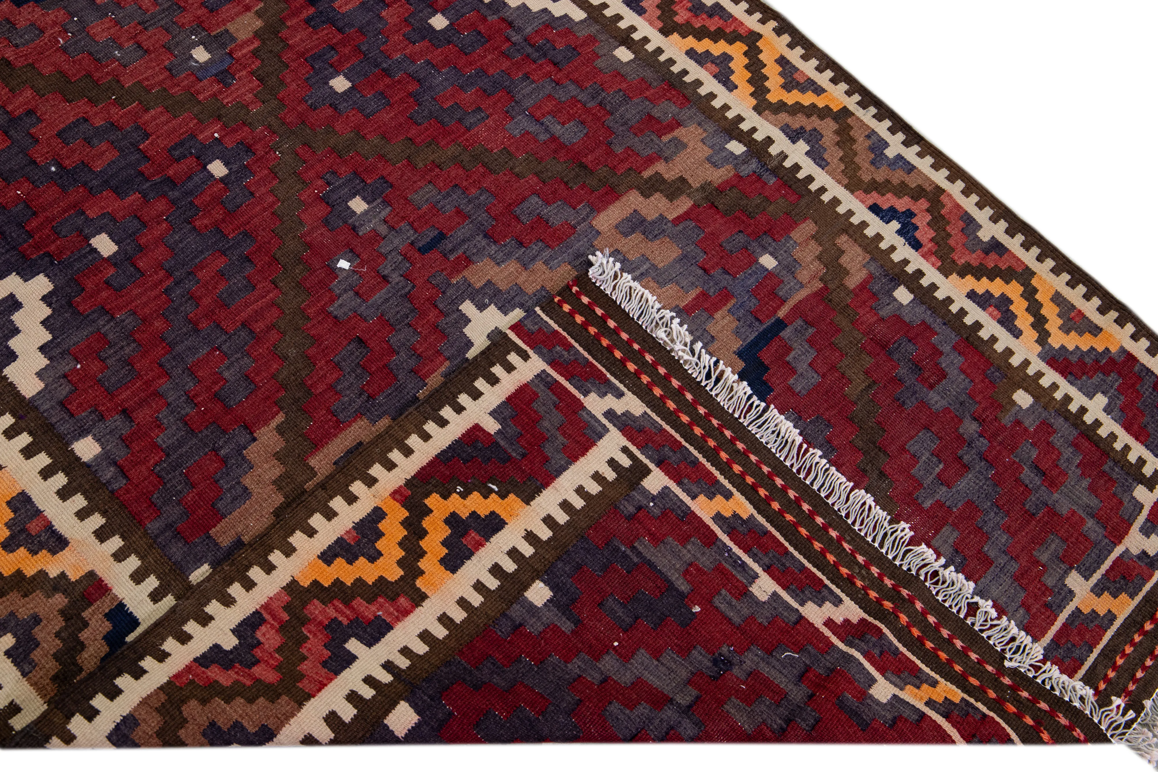 Red Kilim Handmade Wool Runner - Apadana