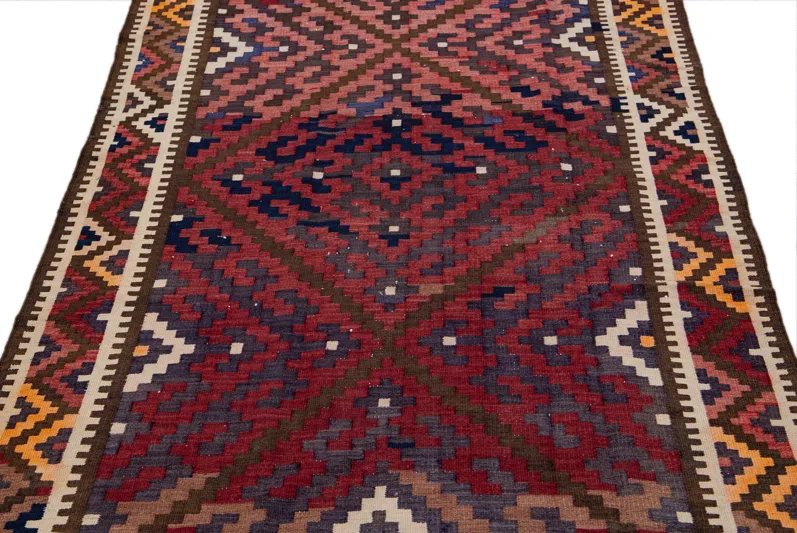 Red Kilim Handmade Wool Runner - Apadana