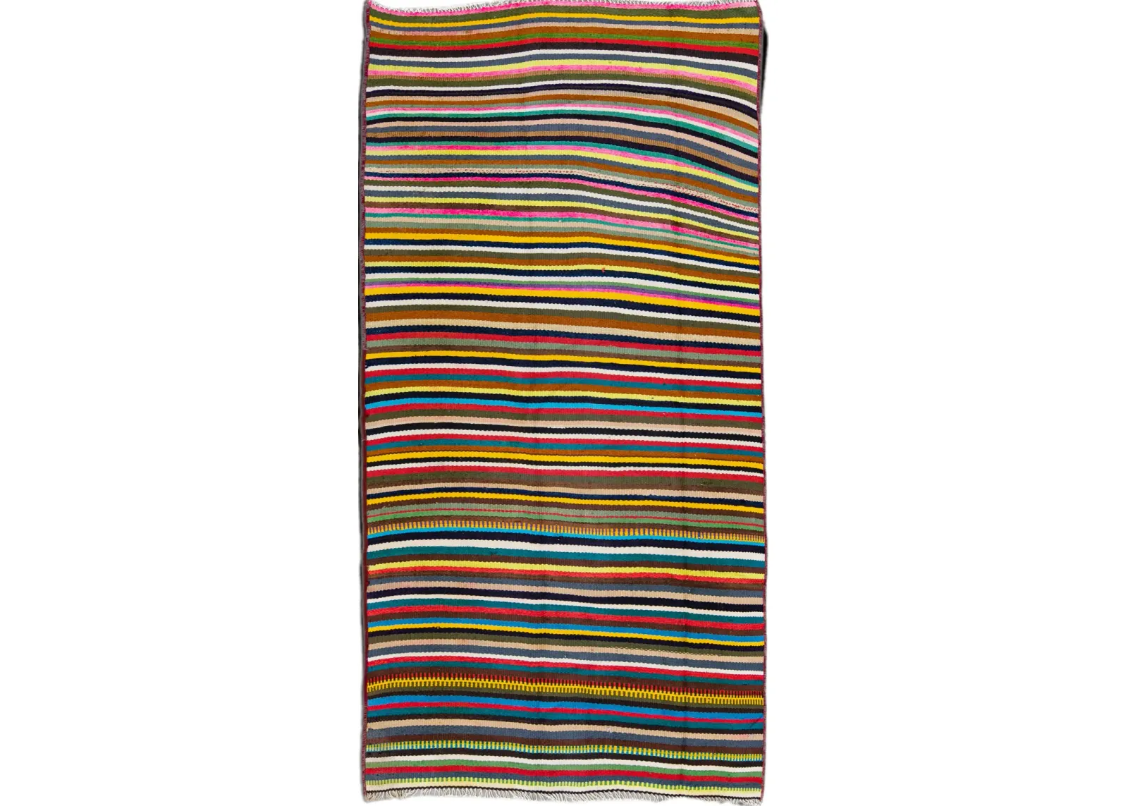 Vintage Kilim Striped Wool Runner - Apadana - Orange