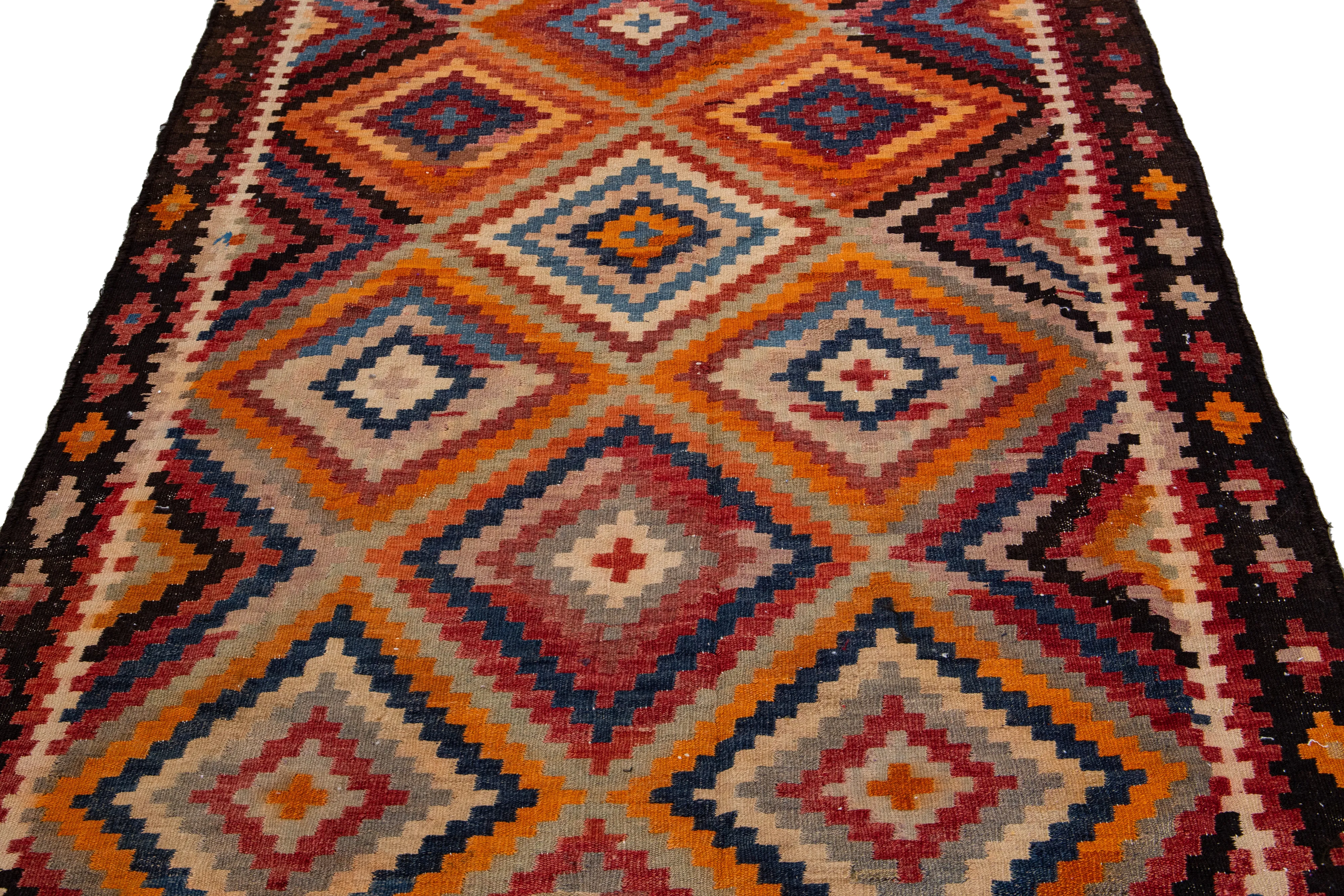 Kilim Orange Tribal Wool Runner - Apadana