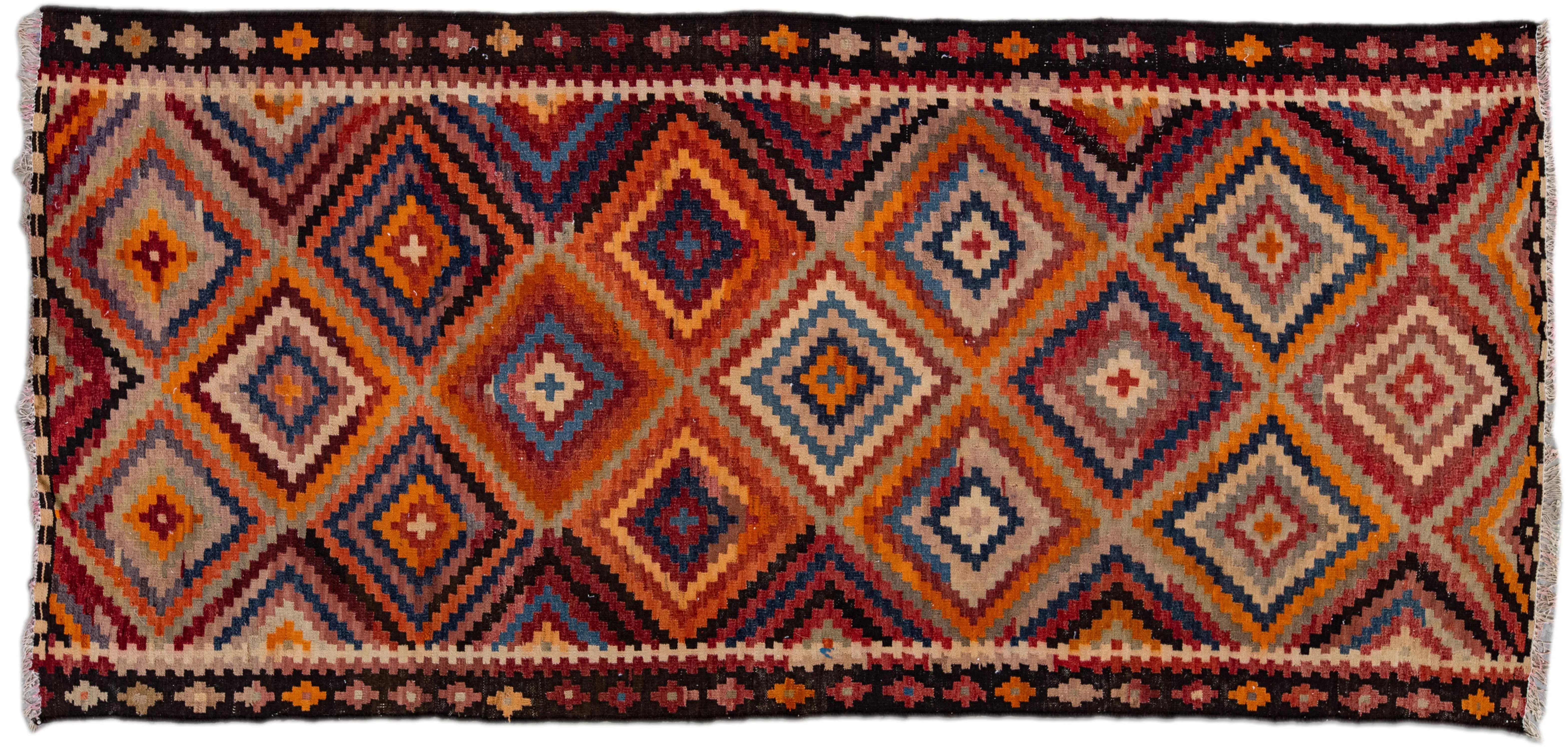 Kilim Orange Tribal Wool Runner - Apadana