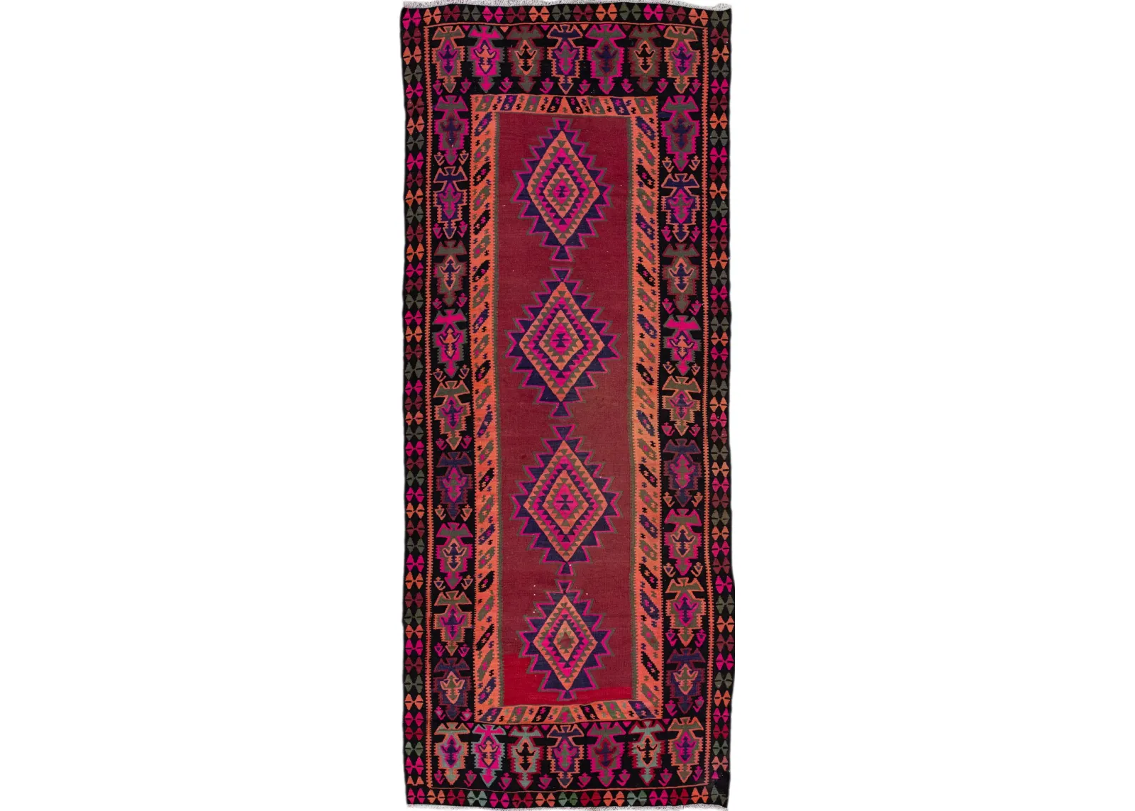 Kilim Red Handmade Wool Runner - Apadana - Pink