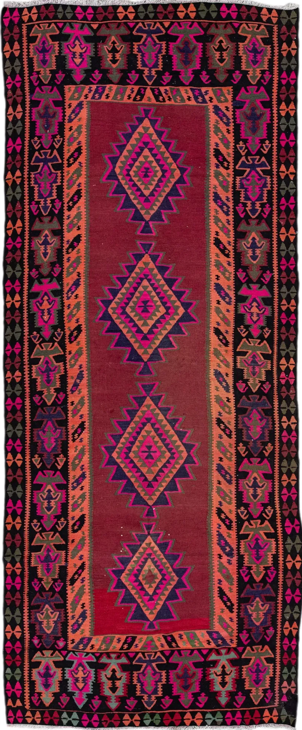 Kilim Red Handmade Wool Runner - Apadana - Pink