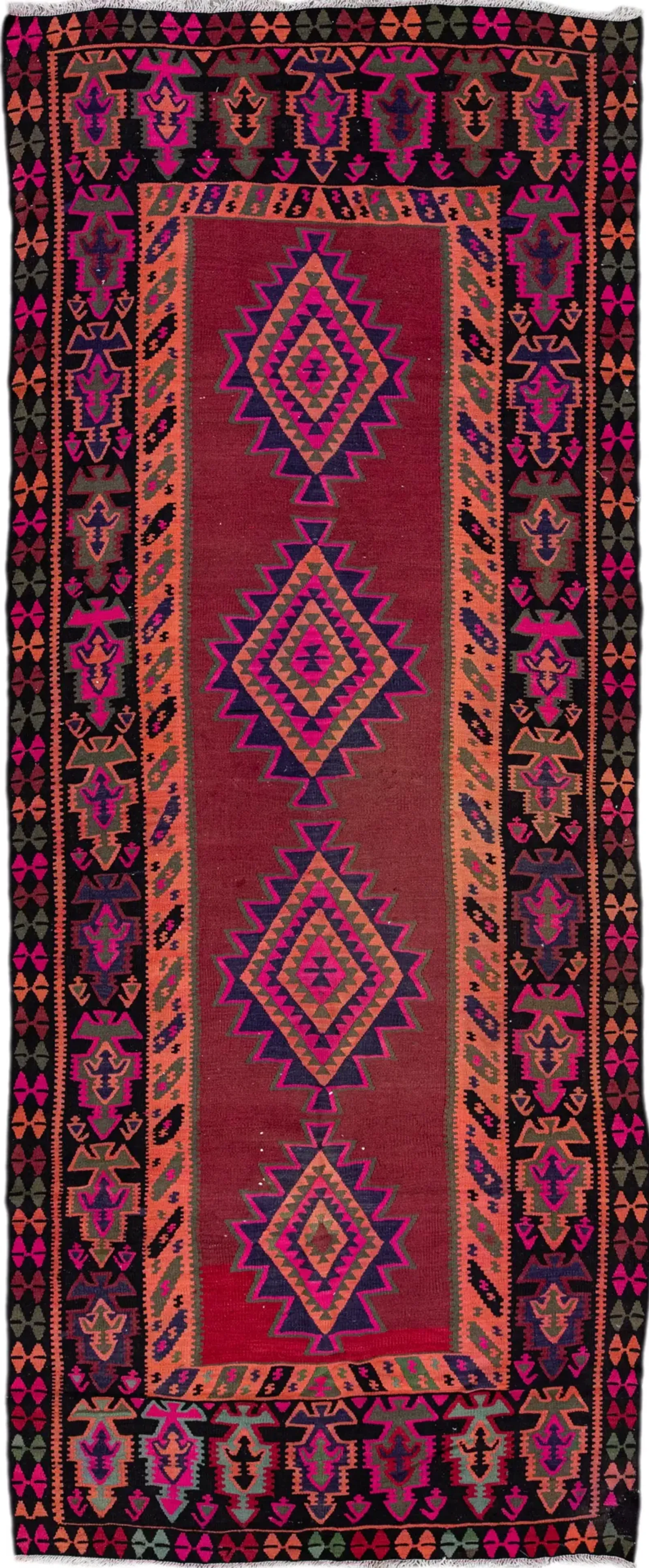 Kilim Red Handmade Wool Runner - Apadana - Pink