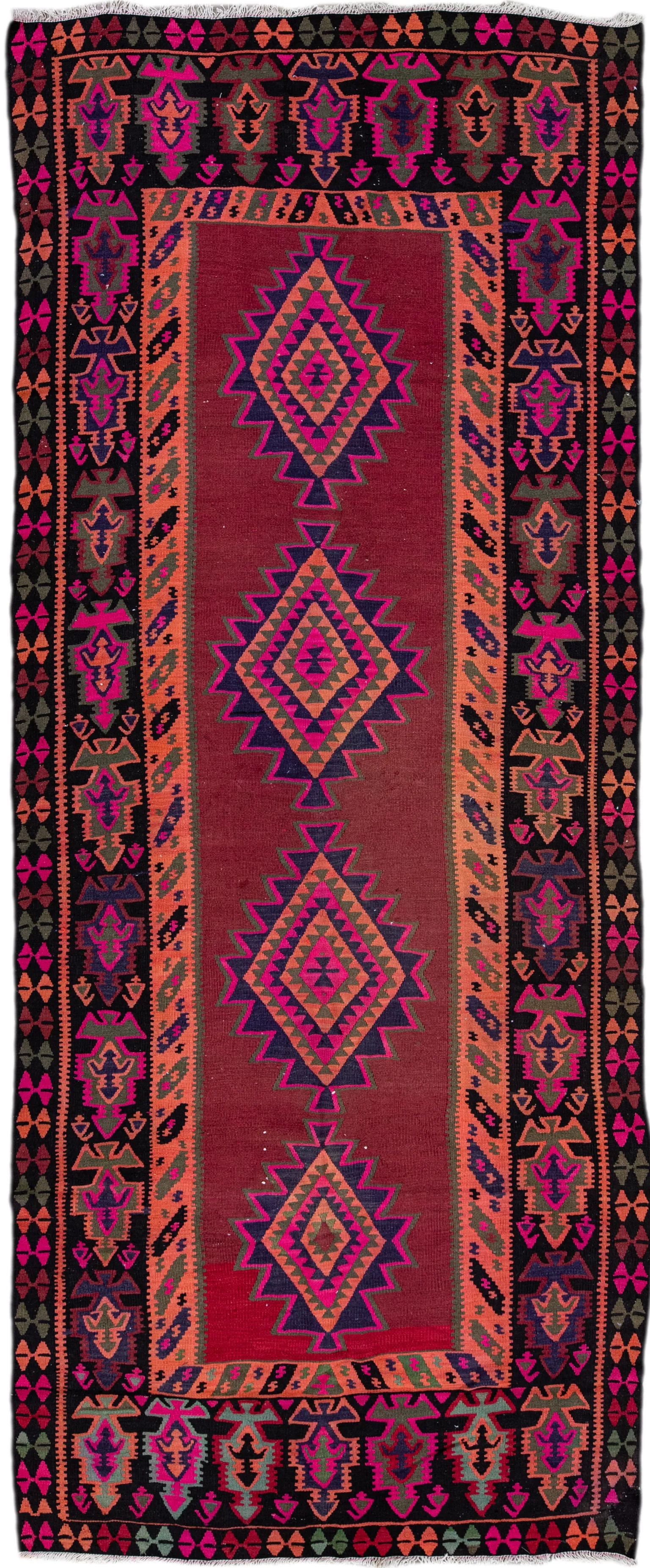 Kilim Red Handmade Wool Runner - Apadana - Pink