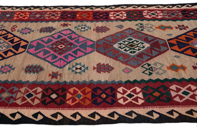 Kilim Brown Tribal Wool Runner - Apadana