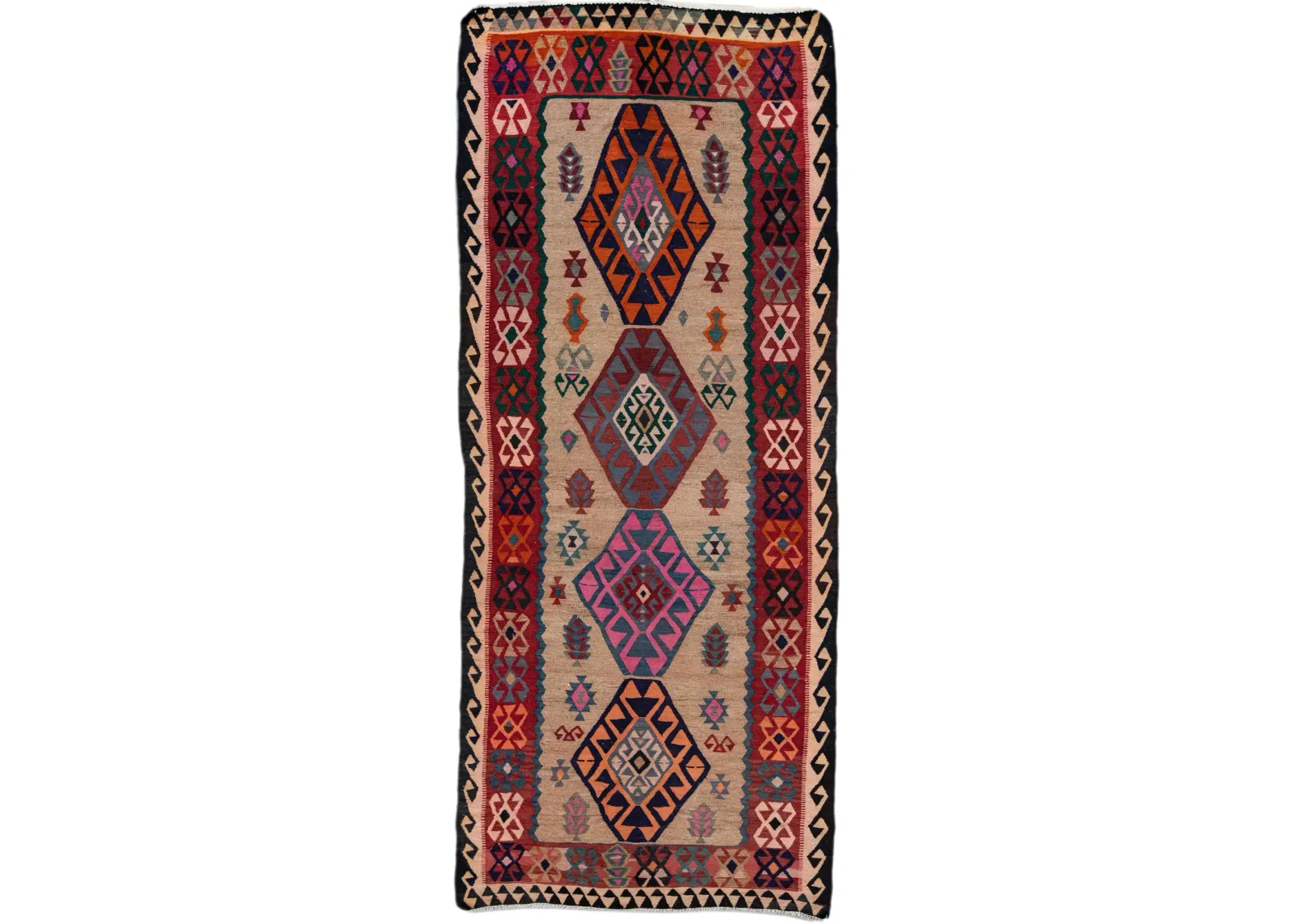 Kilim Brown Tribal Wool Runner - Apadana