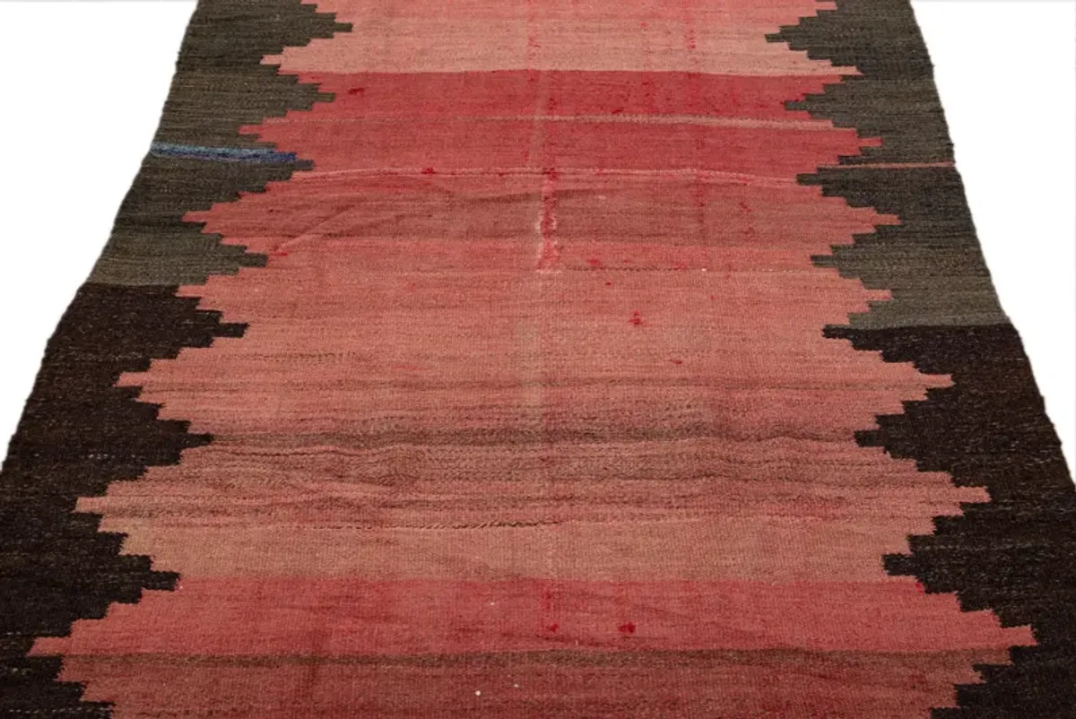 Red Kilim Handmade Wool Runner - Apadana