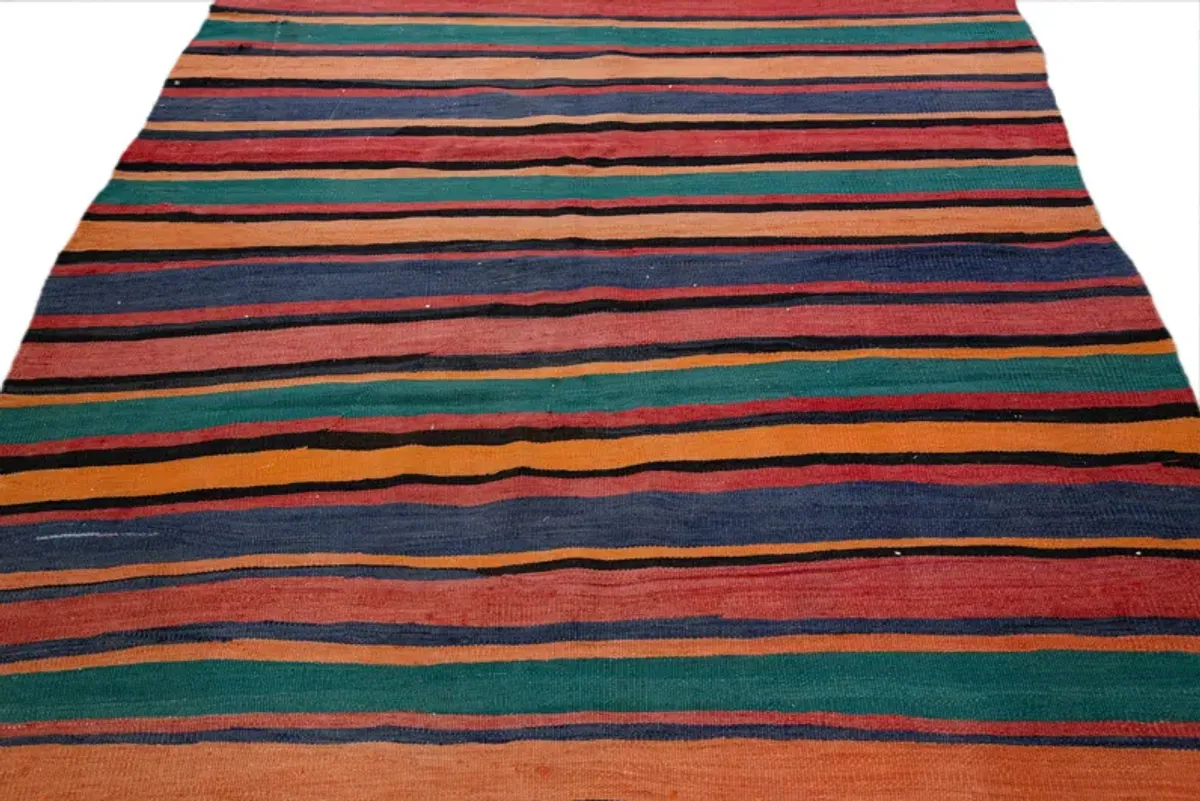 Kilim Striped Wool Rug - Apadana - Yellow - Yellow