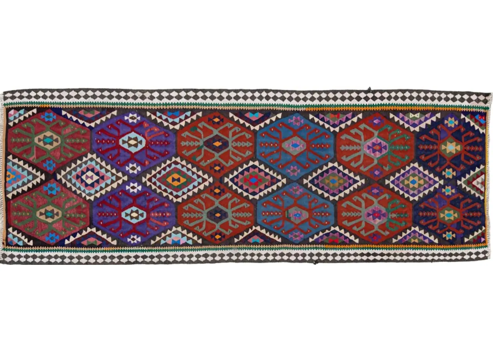 Kilim Multicolor Wool Runner - Apadana - Purple