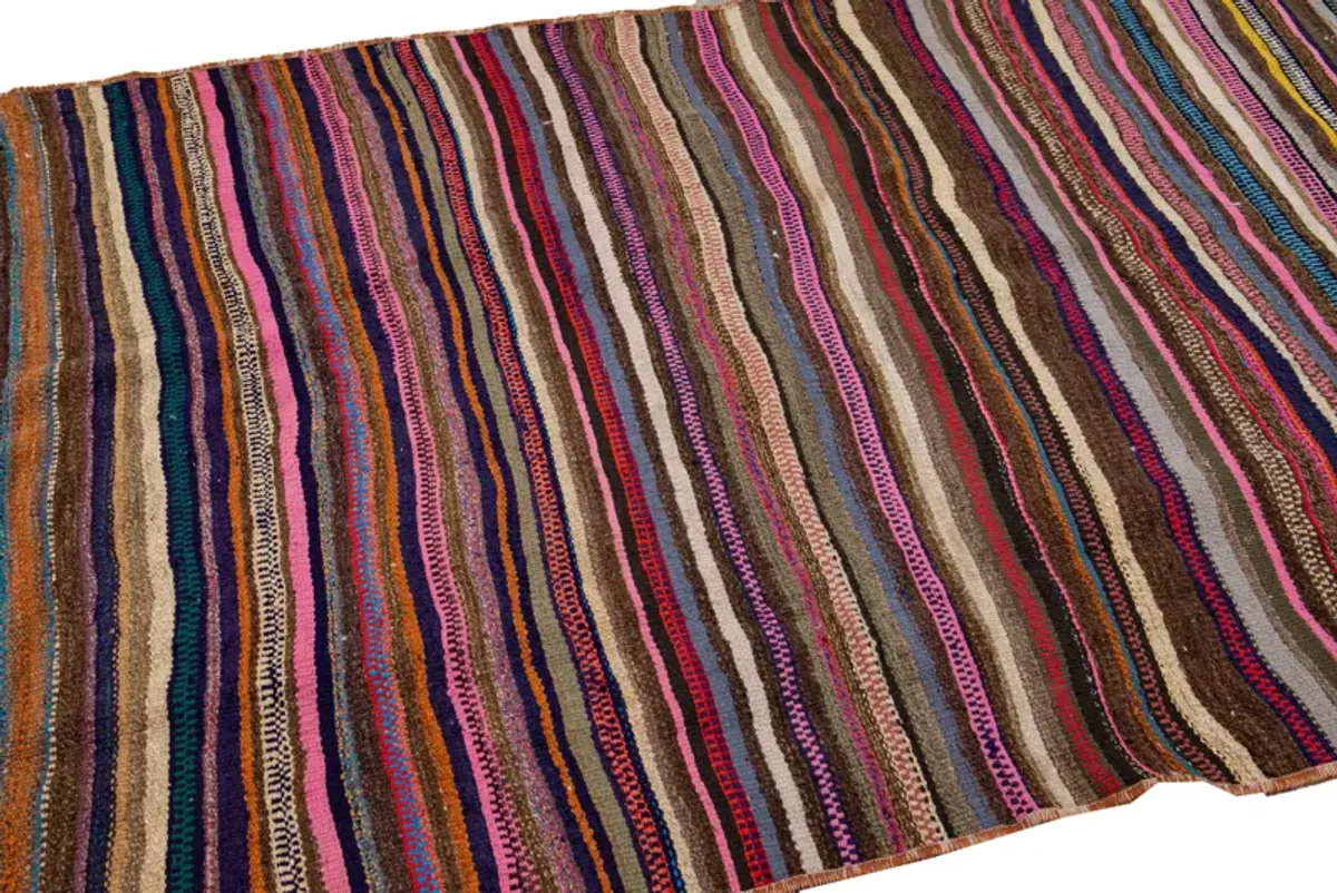 Vintage Kilim Multicolor Wool Runner - Apadana - red