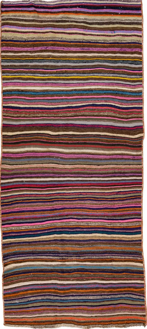 Vintage Kilim Multicolor Wool Runner - Apadana - Red