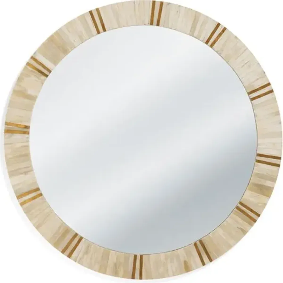 Clive Round Bone Wall Mirror - Cream/Brass
