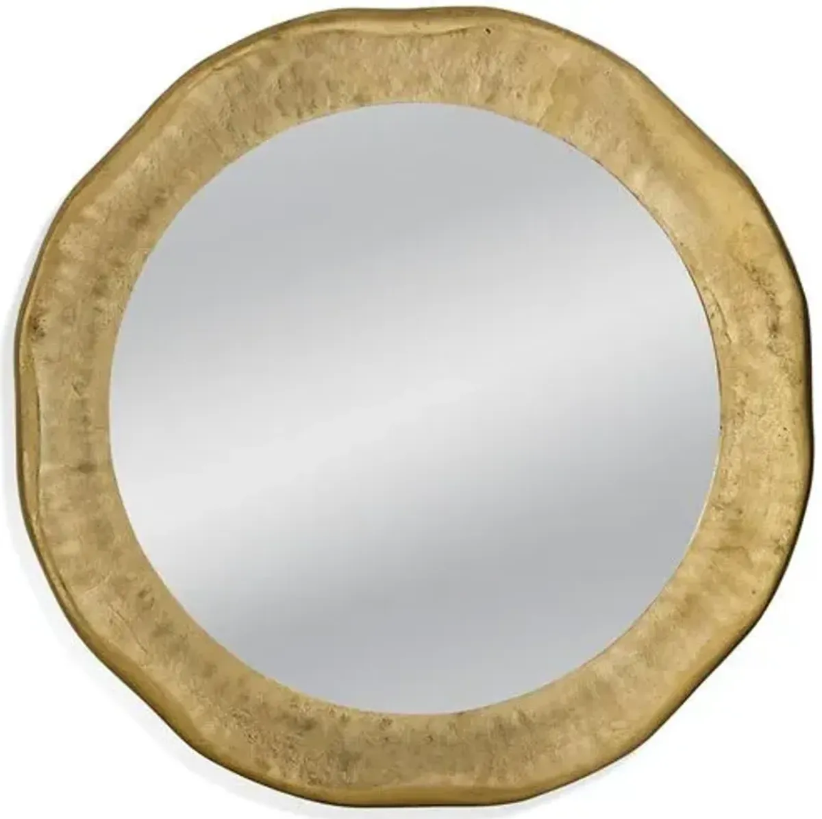 Shayna Round Wall Mirror - Antique Gold - Handcrafted