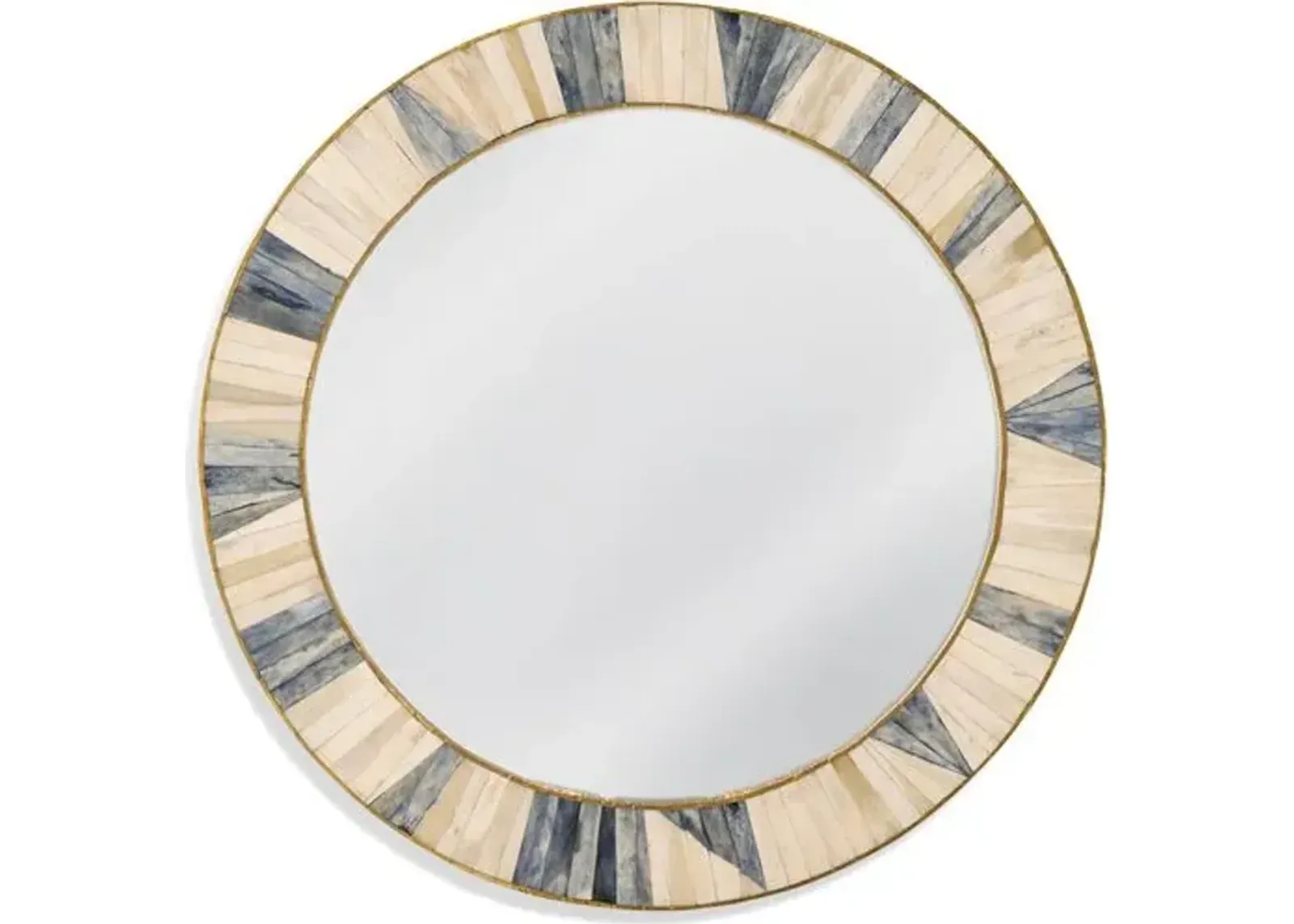 Kara Round Bone Wall Mirror - Natural/Gray