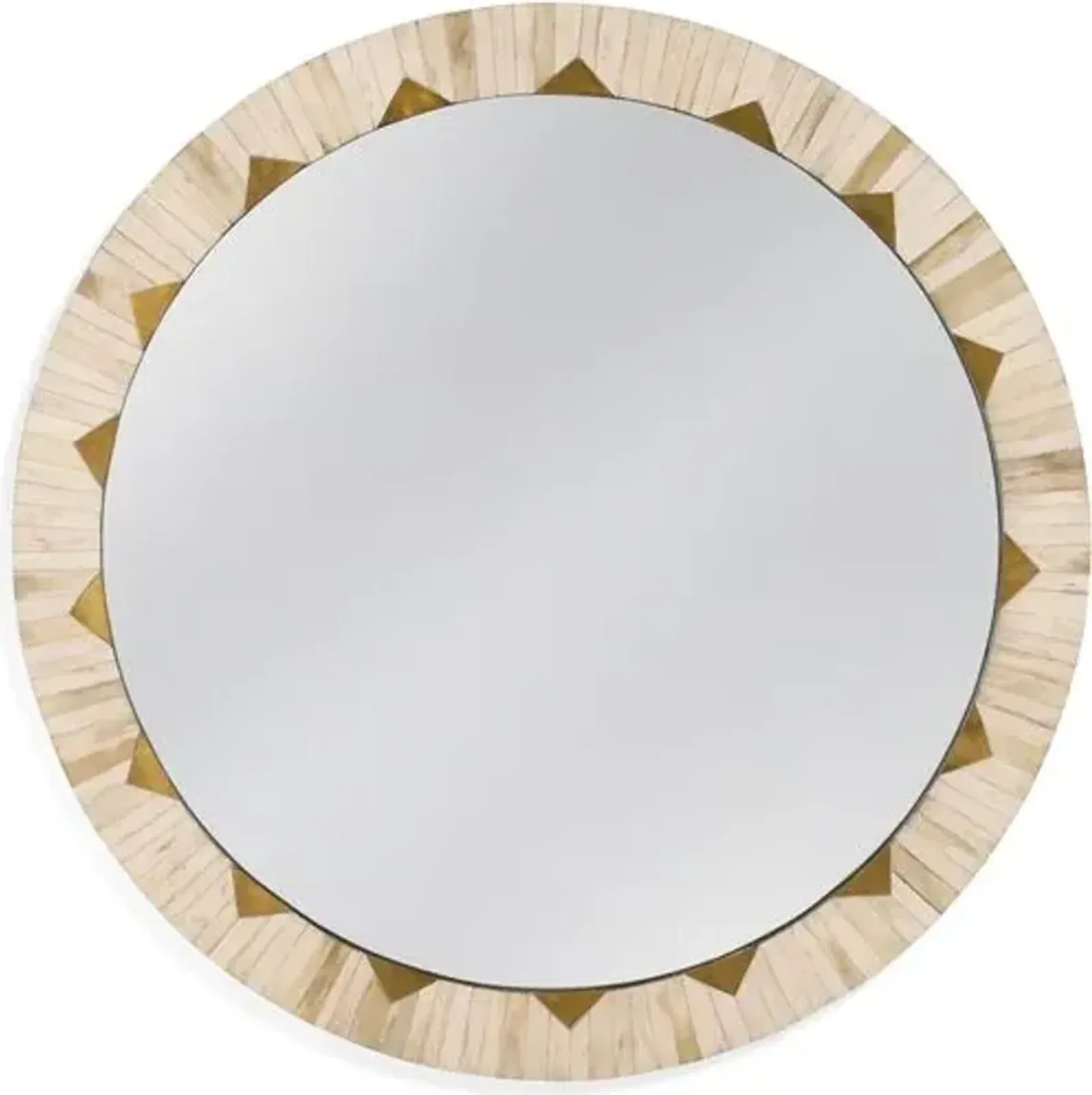 Gloria Round Bone Wall Mirror - Natural/Brass