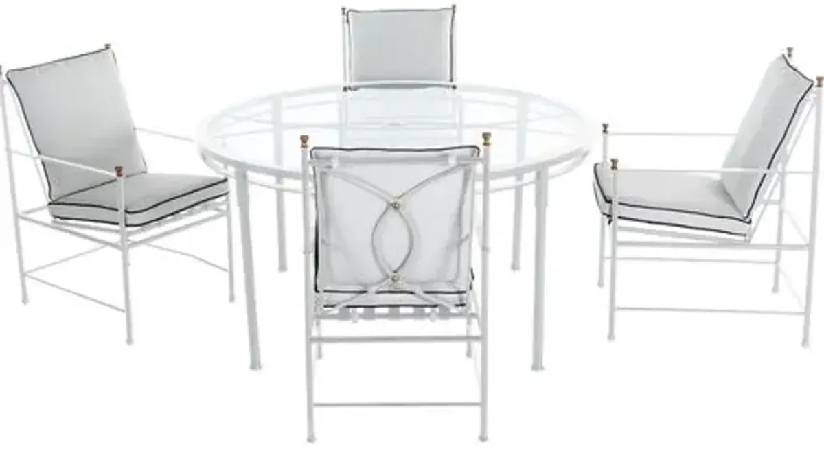 Frances 5-Pc Round Outdoor Dining Set - White/Black