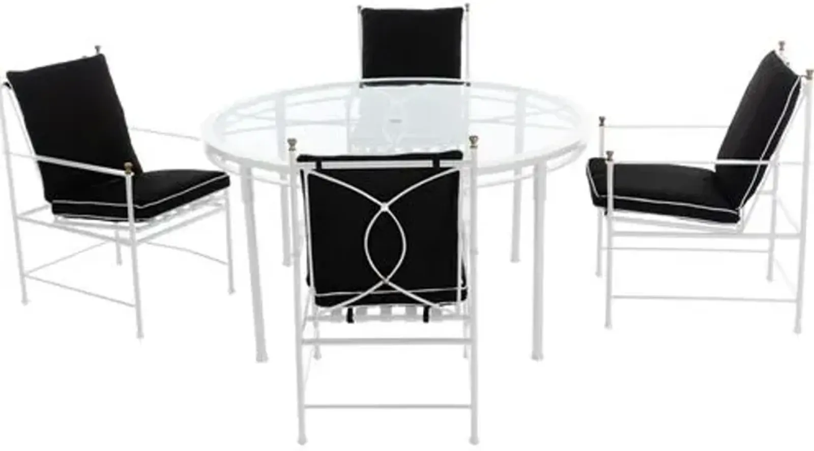 Frances 5-Pc Round Outdoor Dining Set - Black/White