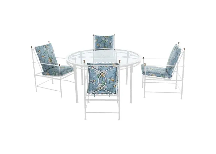 Frances 5-Pc Round Outdoor Dining Set - Lemons - Blue