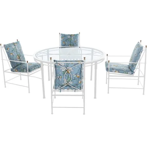 Frances 5-Pc Round Outdoor Dining Set - Lemons - Blue