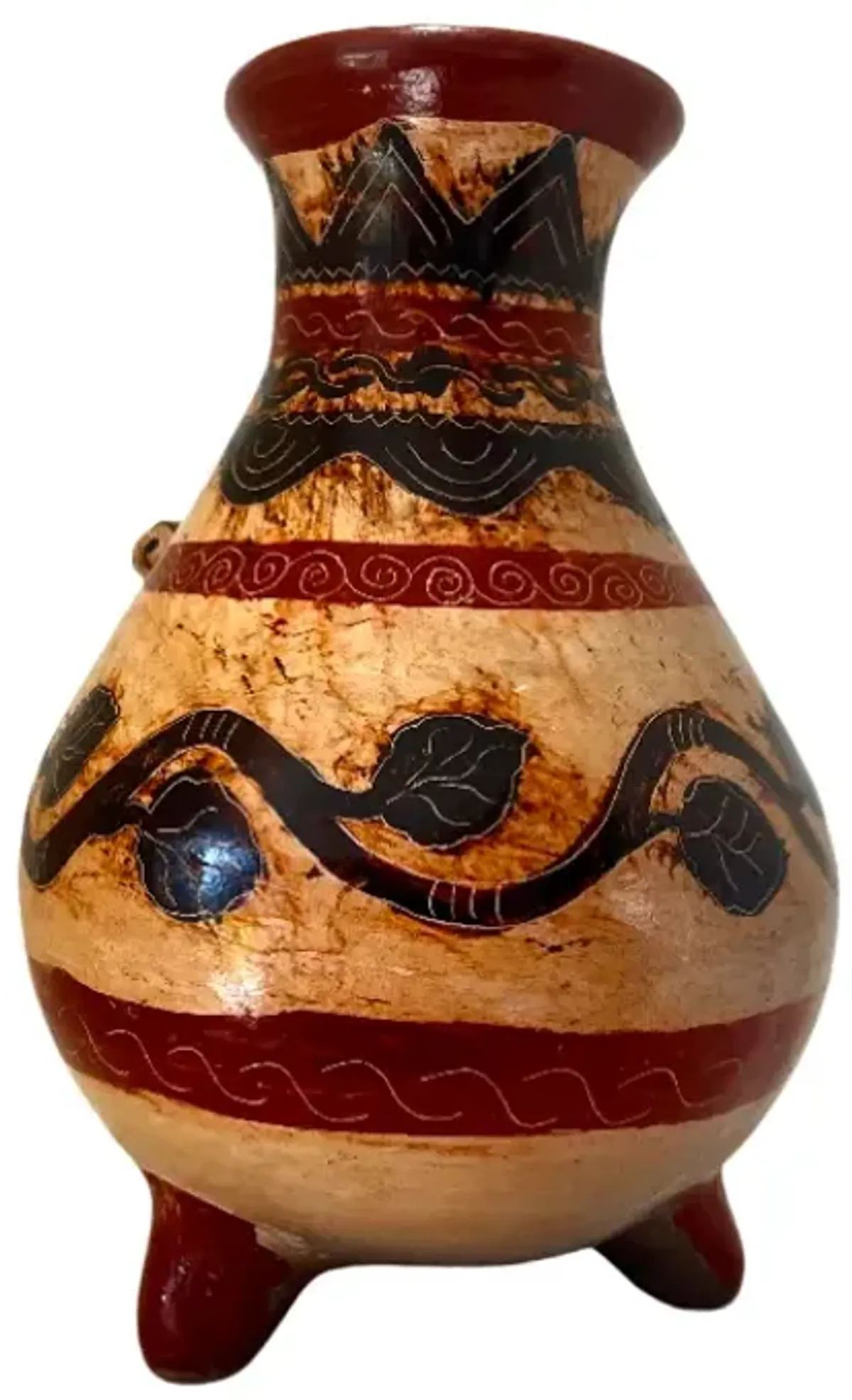 Hand-Painted Costa Rica Pottery Vase - Pilar Collection - Orange