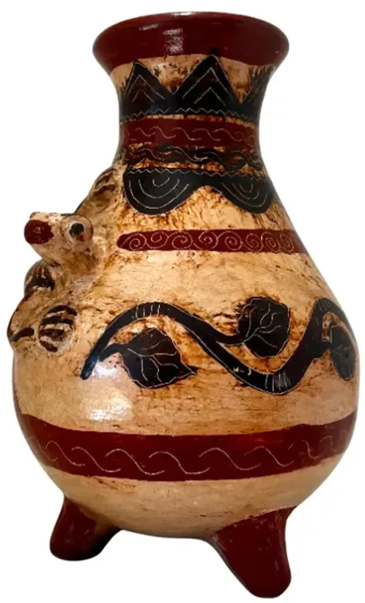 Hand-Painted Costa Rica Pottery Vase - Pilar Collection - Orange