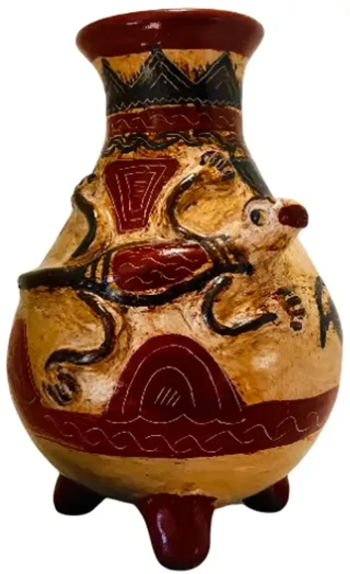 Hand-Painted Costa Rica Pottery Vase - Pilar Collection - Orange