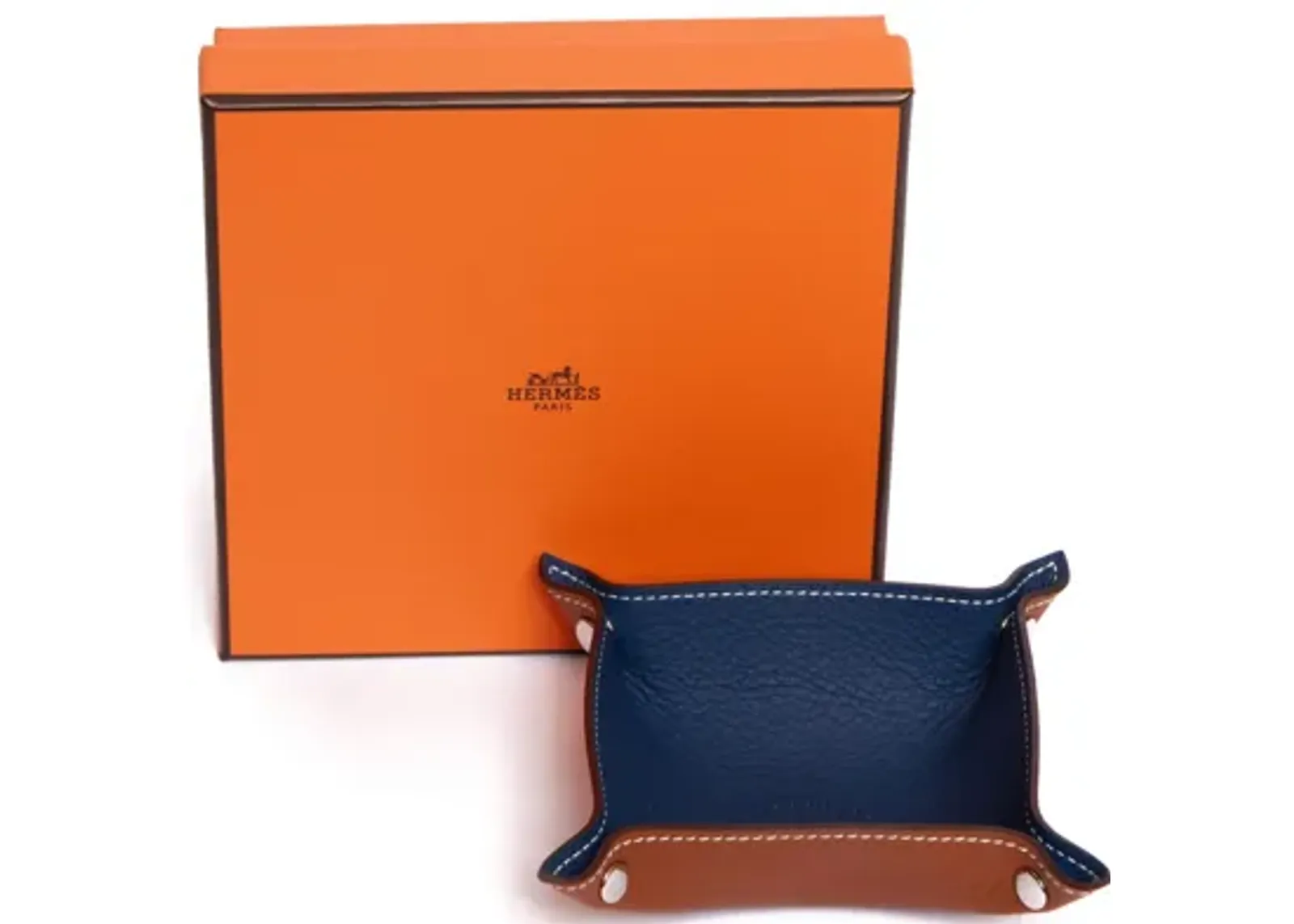 Hermes Blue and Brown Catch All - Vintage Lux