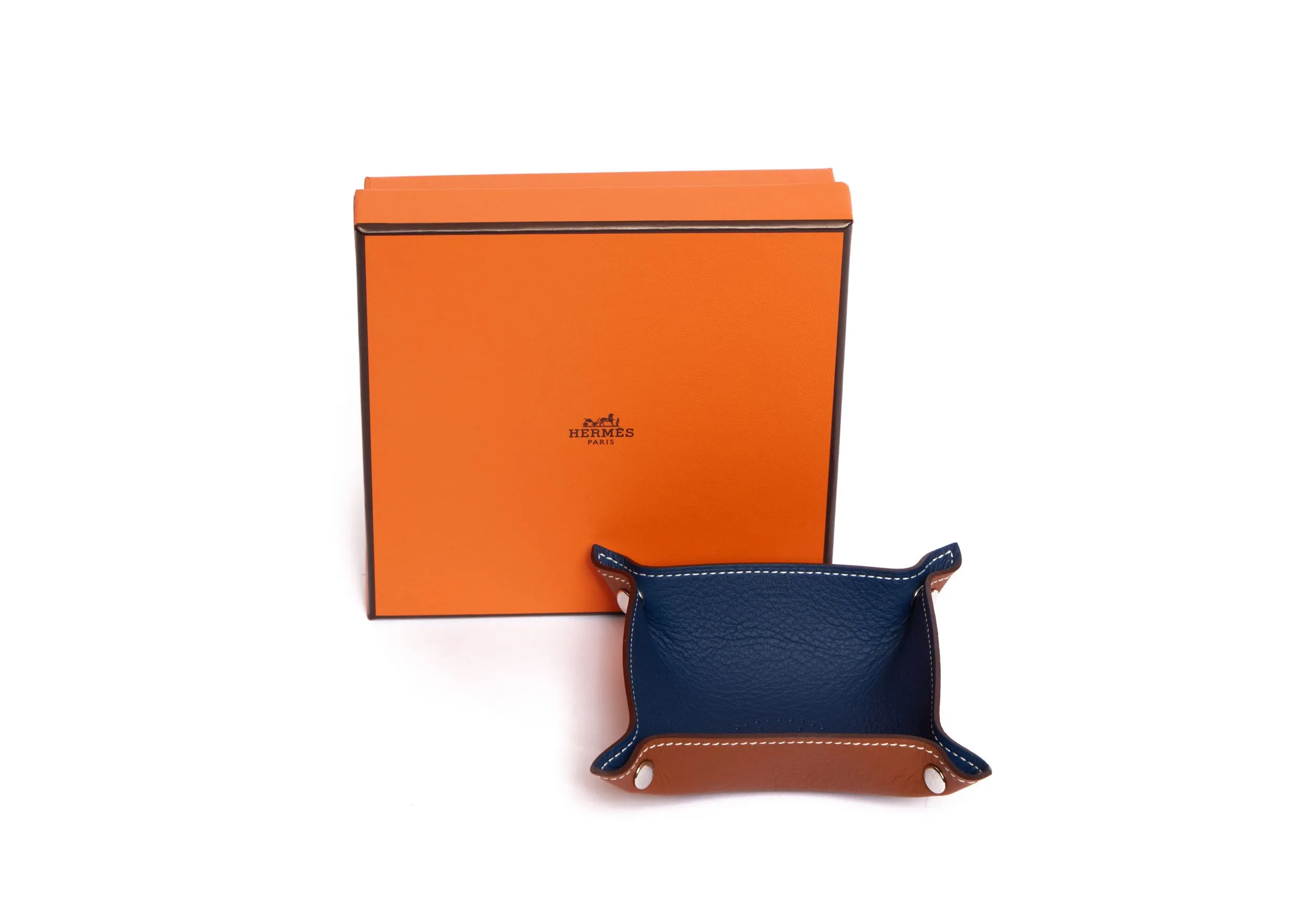 Hermes Blue and Brown Catch All - Vintage Lux