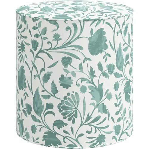 Harper Vine Floral Ottoman - Green