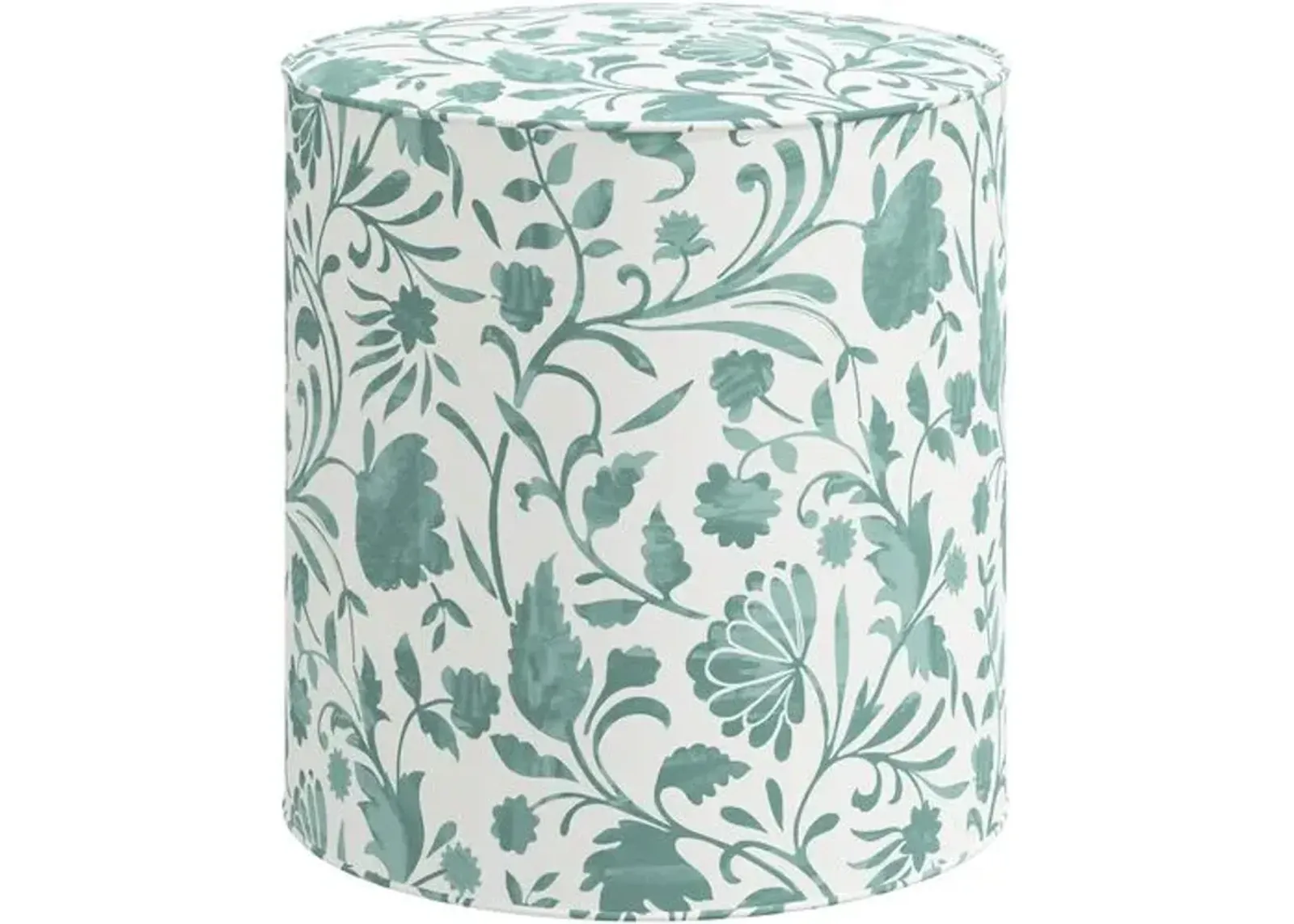 Harper Vine Floral Ottoman - Green