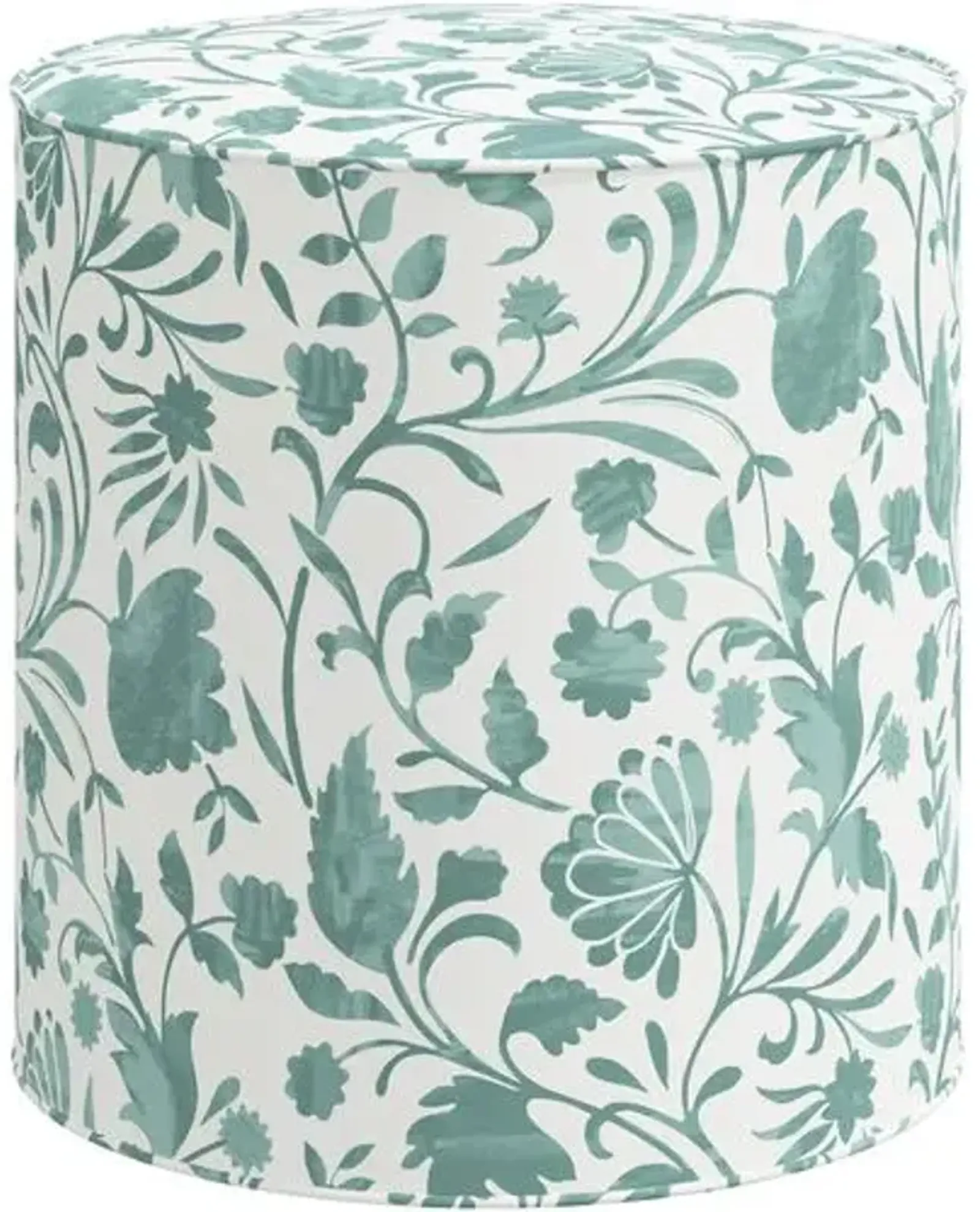 Harper Vine Floral Ottoman - Green